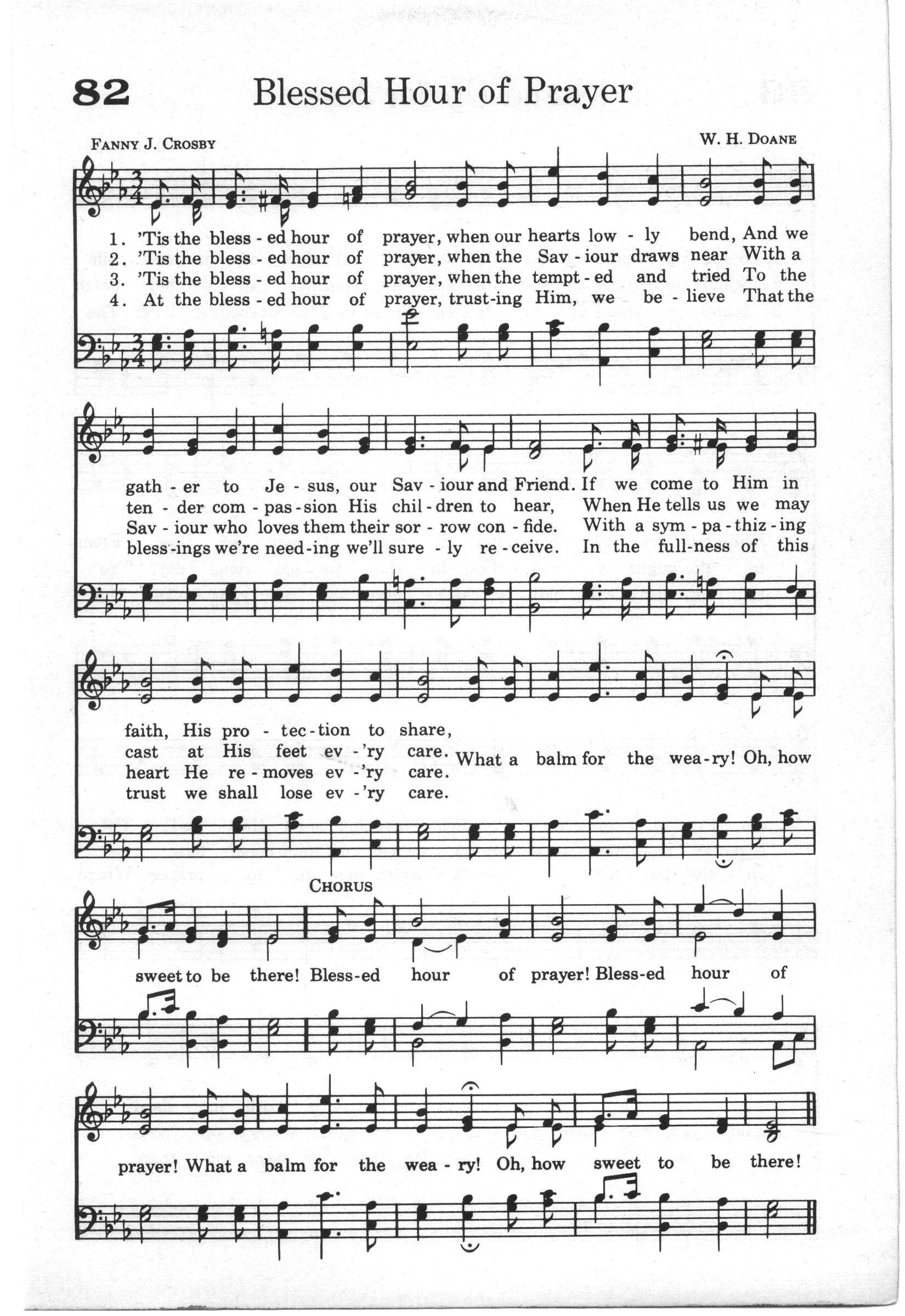 Hymn Sheet for ’Tis the Blessed Hour of Prayer