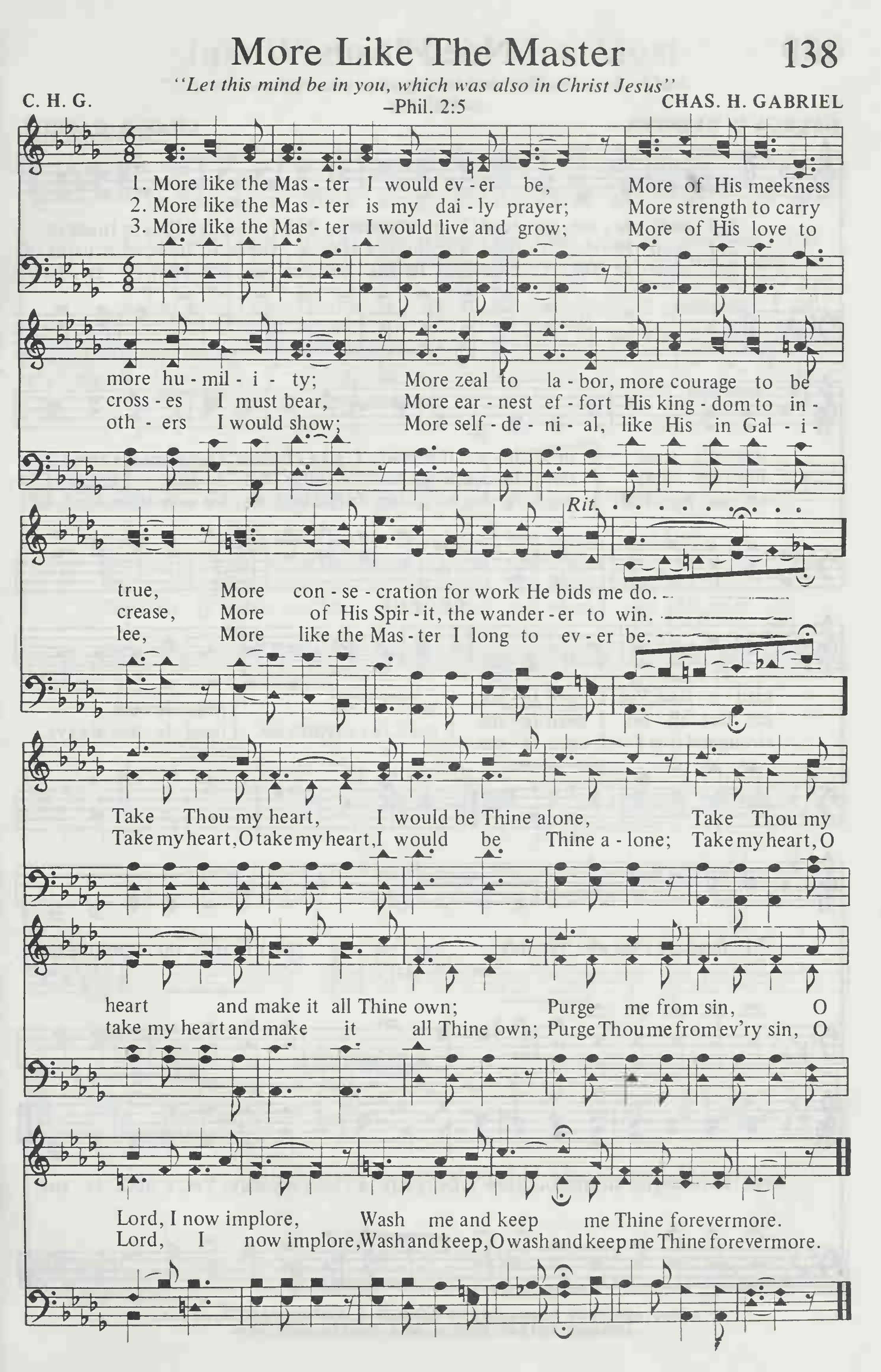 Hymn Sheet for More Like the Master