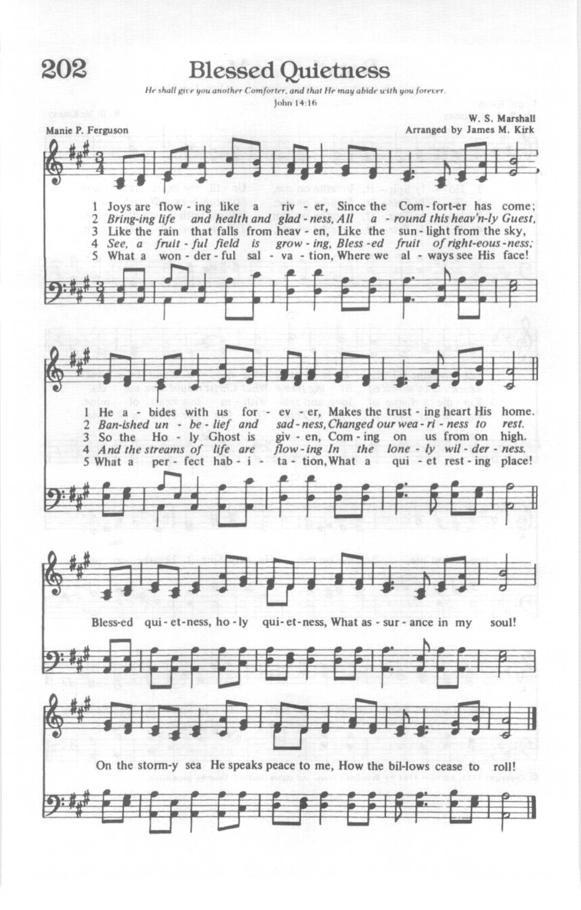 Hymn Sheet for Blessed Quietness
