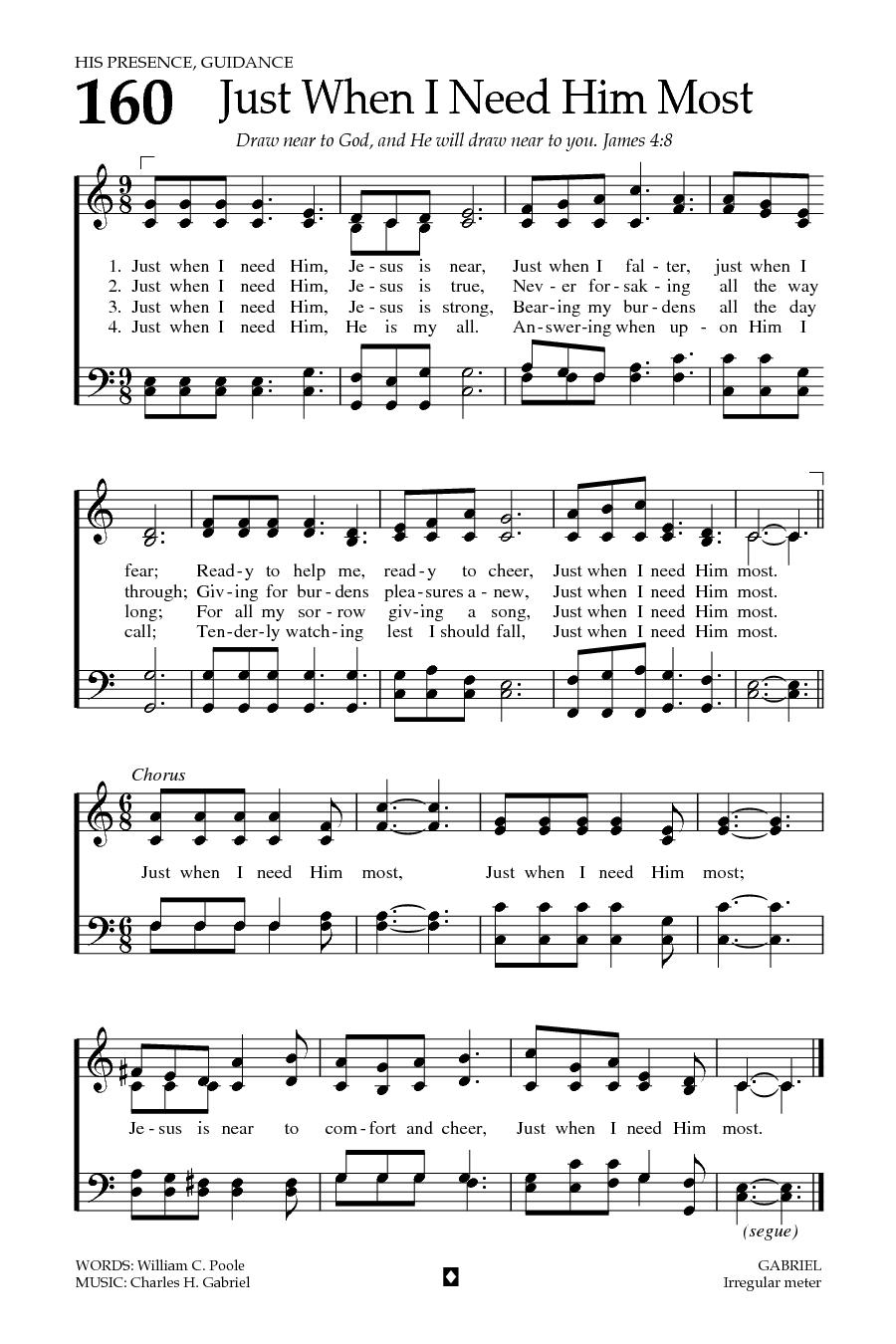 Hymn Sheet for Just When I Need Him