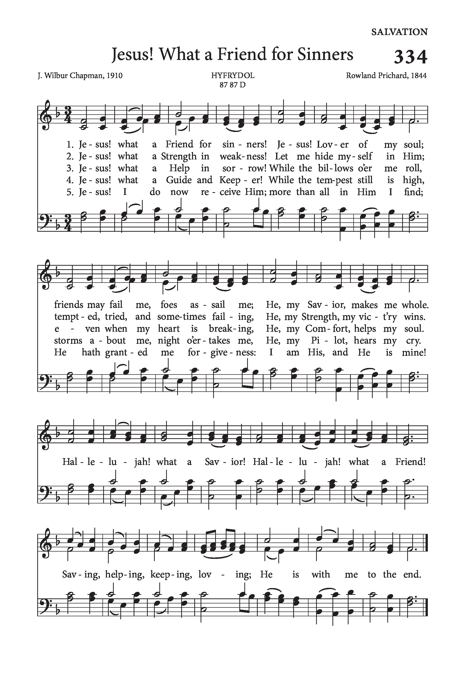 Hymn Sheet for Jesus! What a Friend for Sinners!