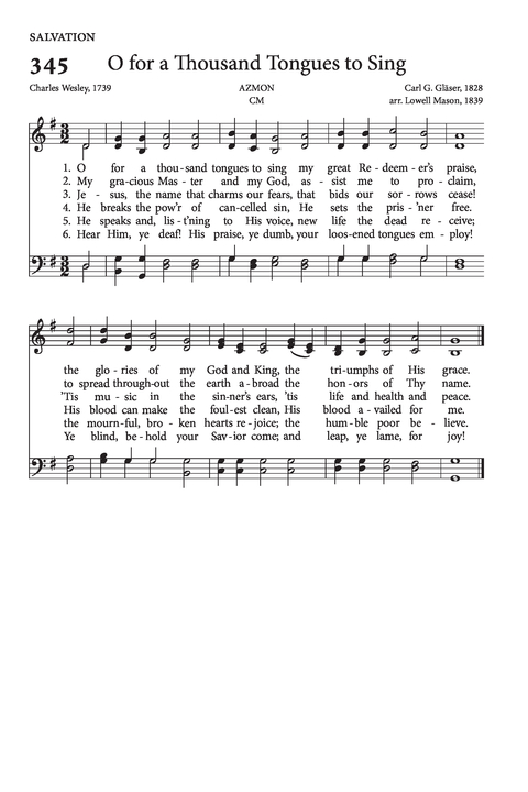 Hymn Sheet for O For a Thousand Tongues to Sing