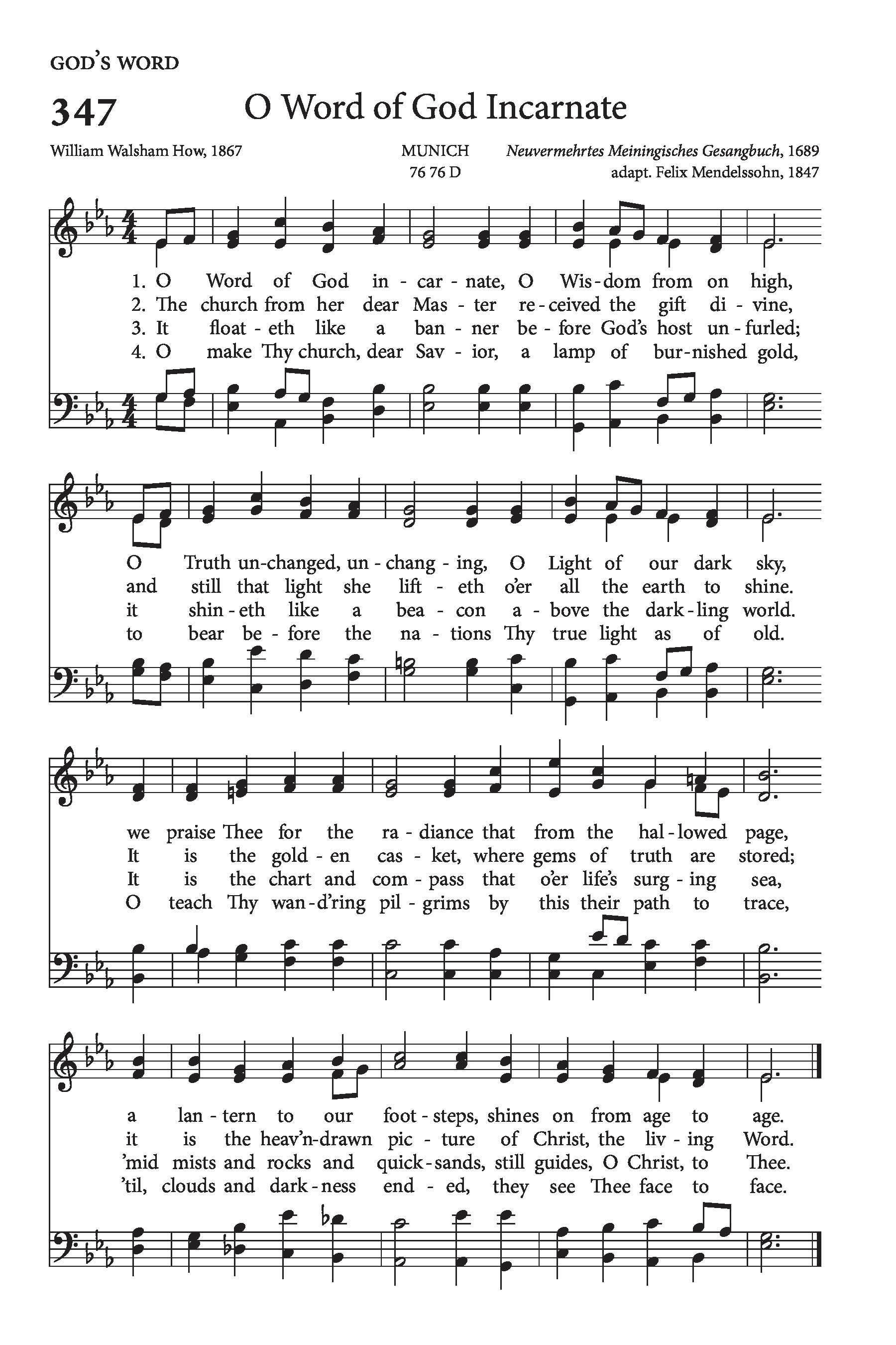 Hymn Sheet for O Word of God Incarnate