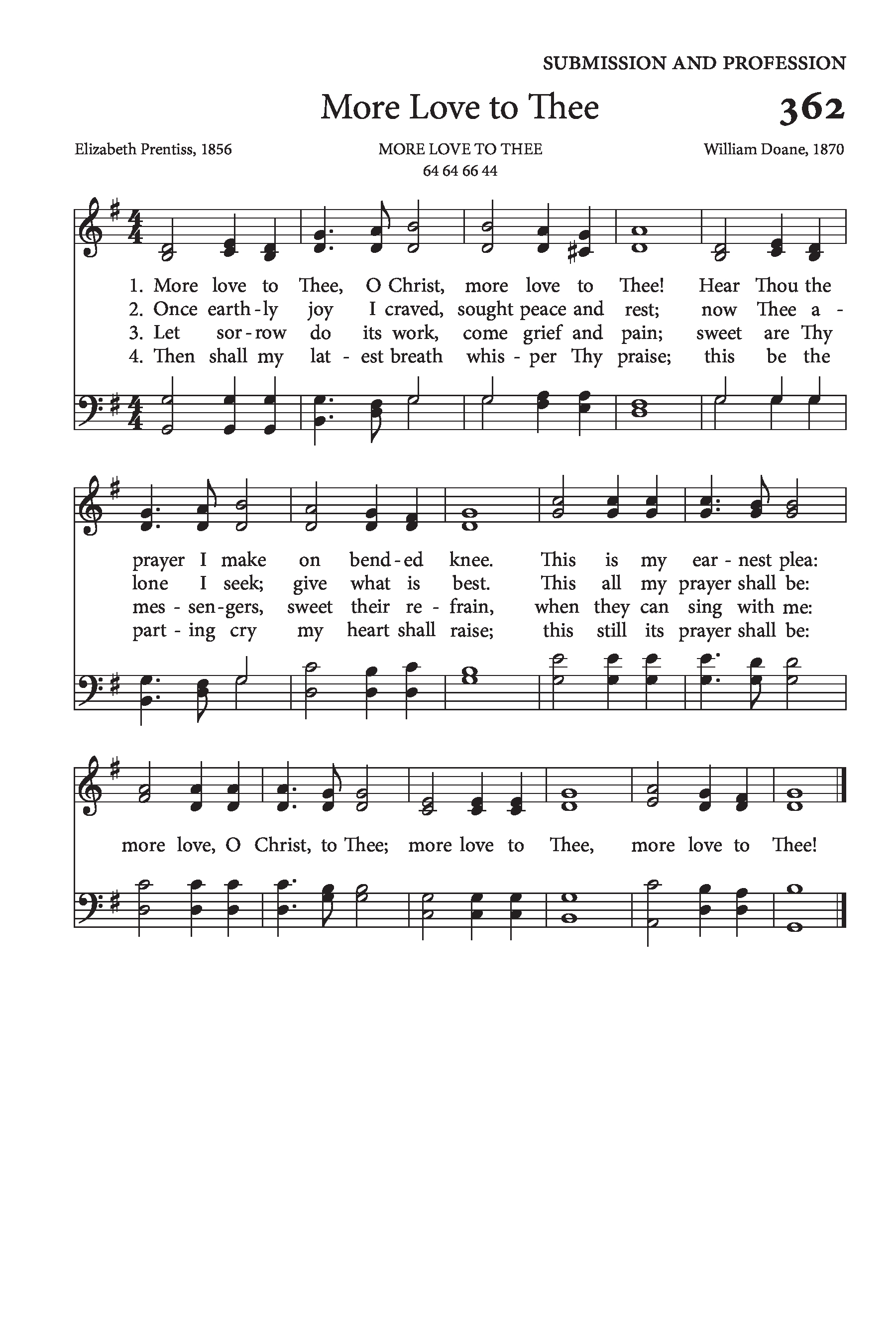 Hymn Sheet for More Love to Thee, O Christ