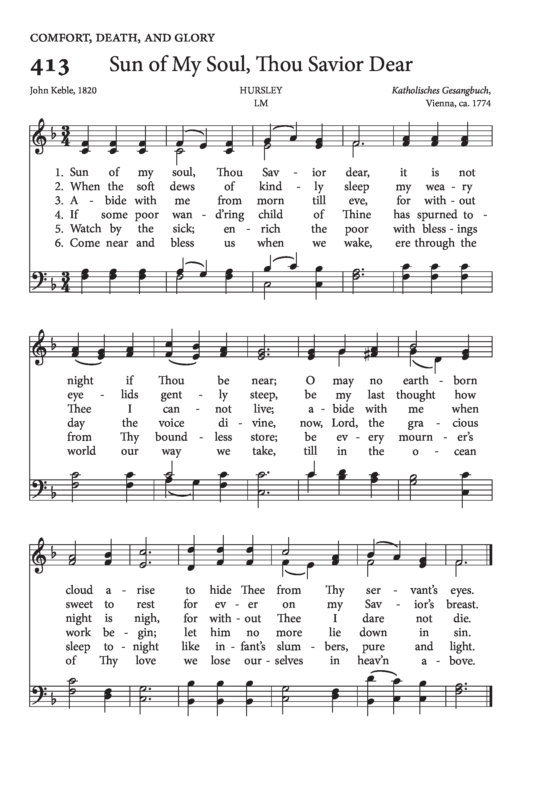 Hymn Sheet for Sun of My Soul