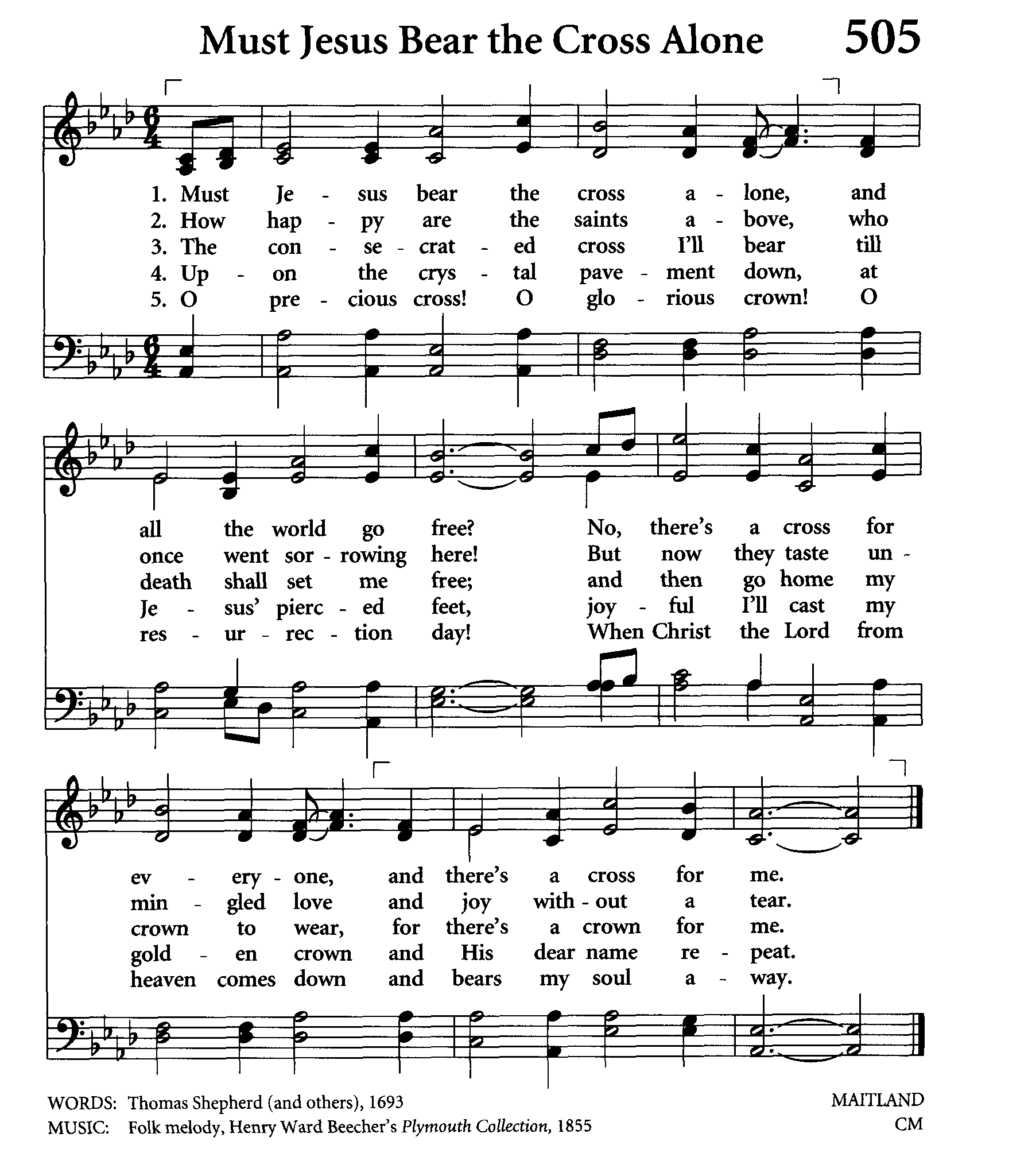 Hymn Sheet for Must Jesus Bear the Cross Alone?