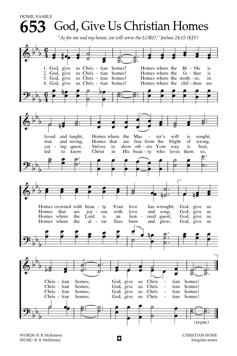 Hymn Sheet for God Give us Christian Homes