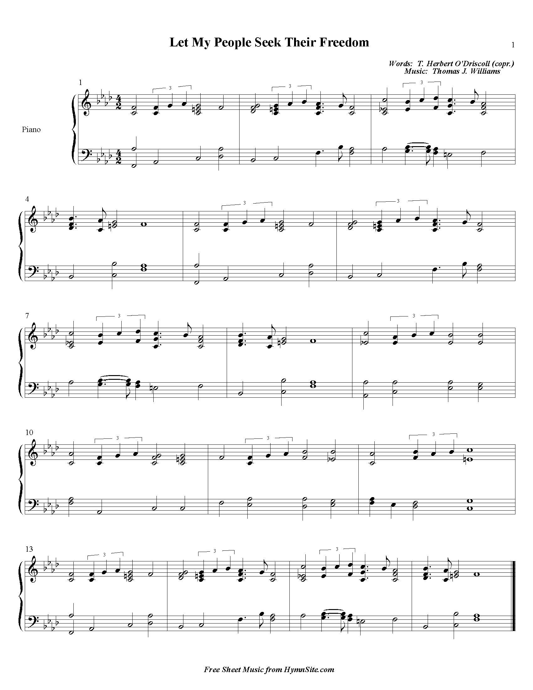 Hymn Sheet for Let My People Seek Their Freedom