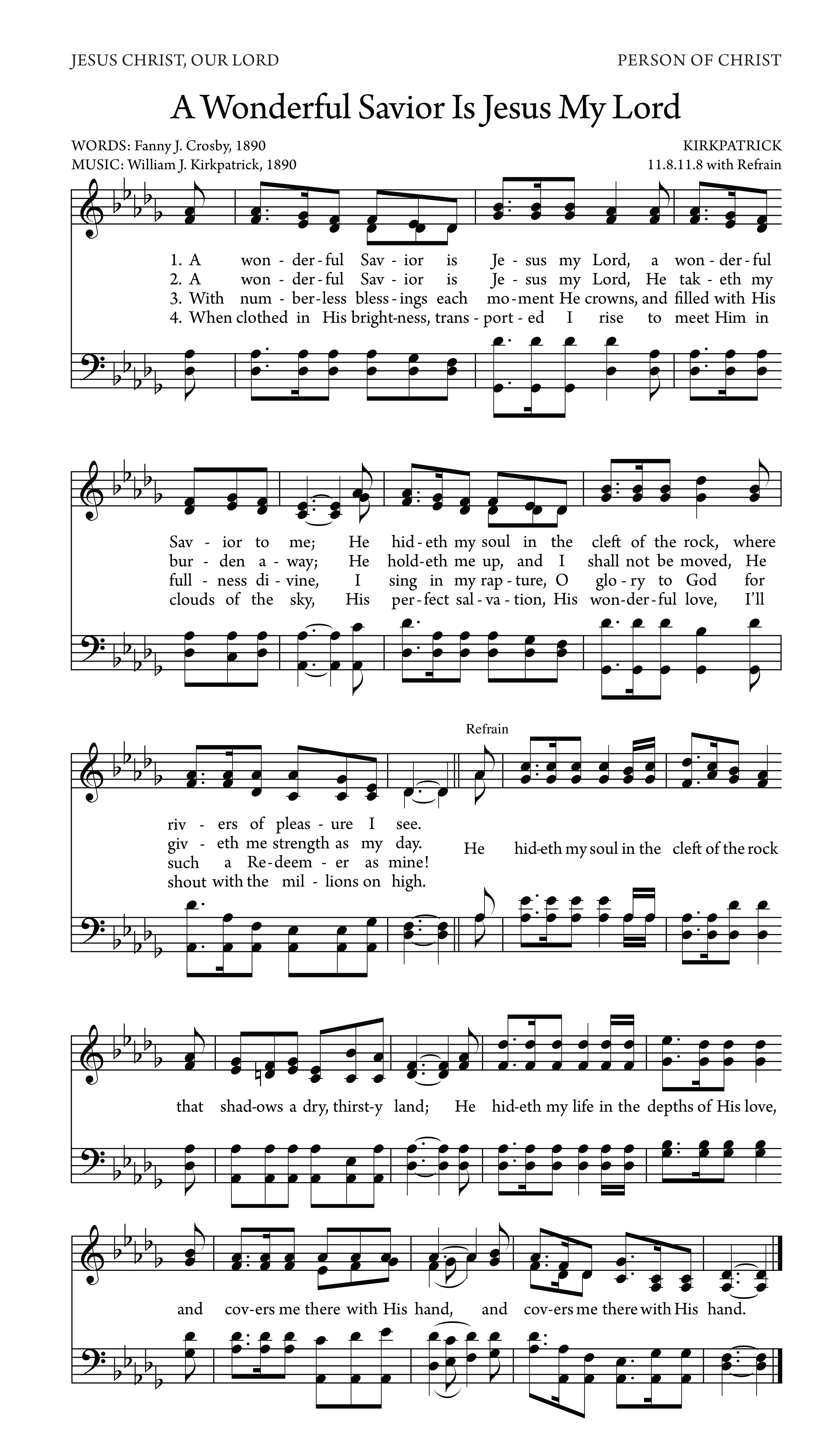 Hymn Sheet for He Hideth My Soul