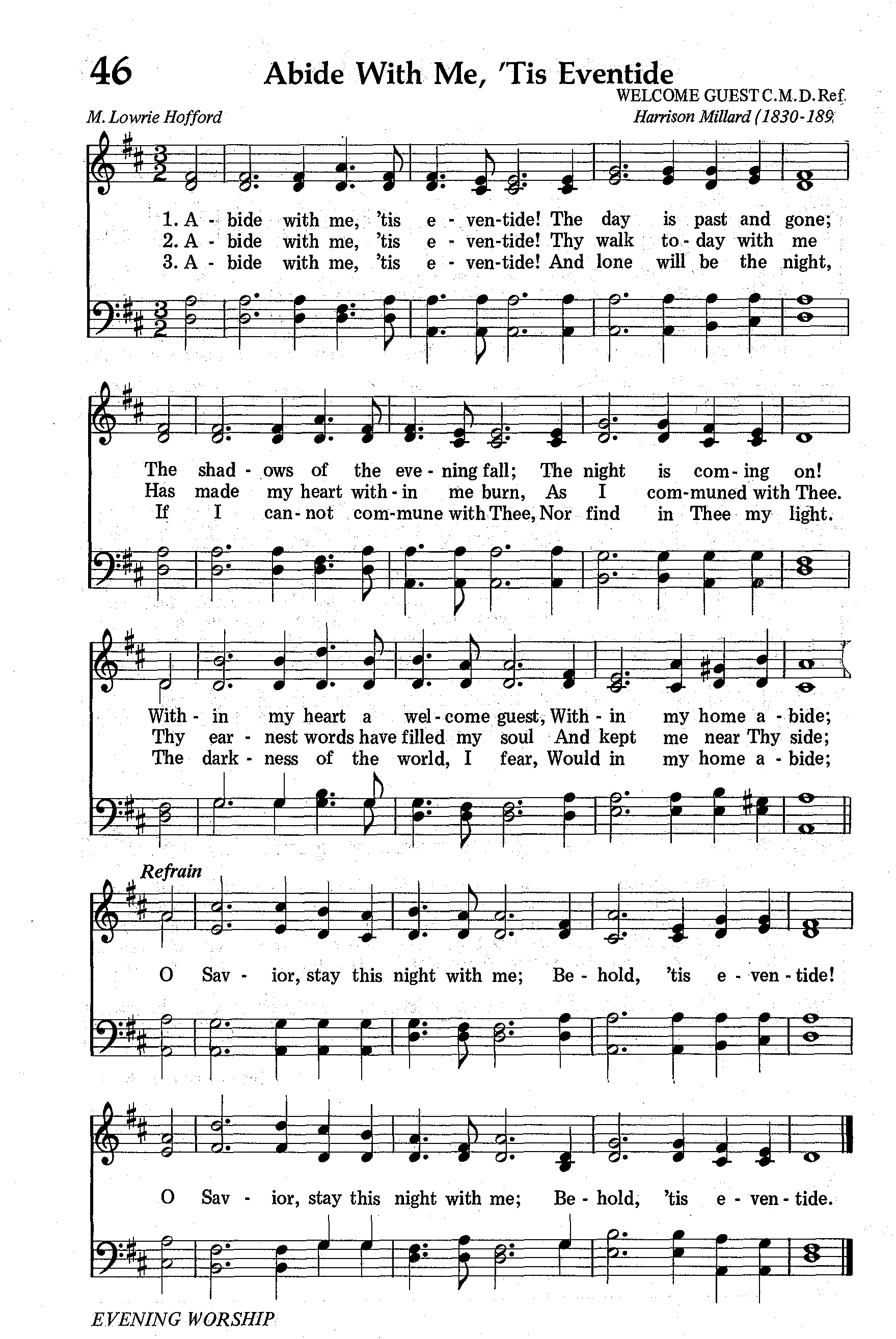 Hymn Sheet for Abide With Me, ‘Tis Eventide