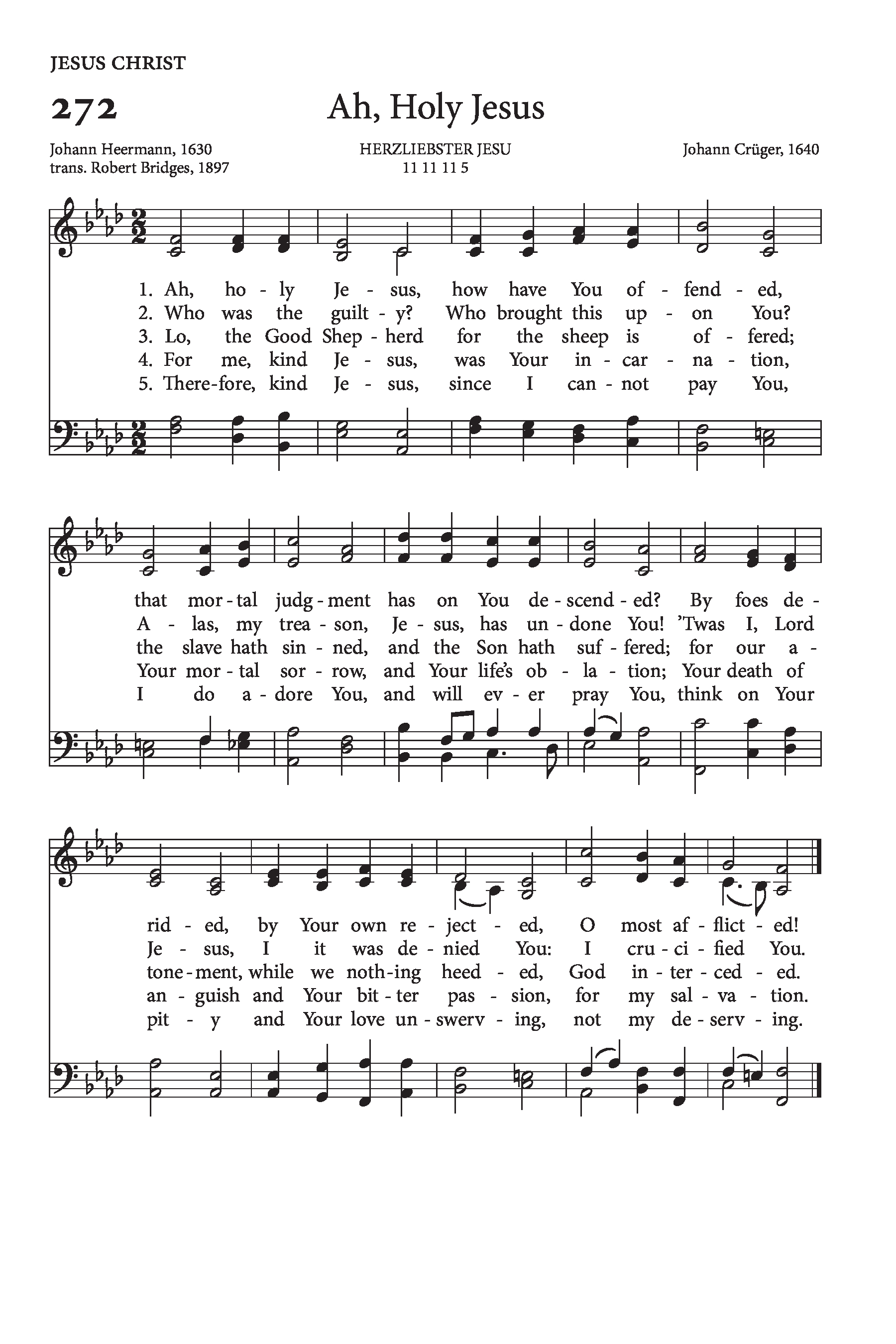 Hymn Sheet for Ah, holy Jesus, how hast Thou offended
