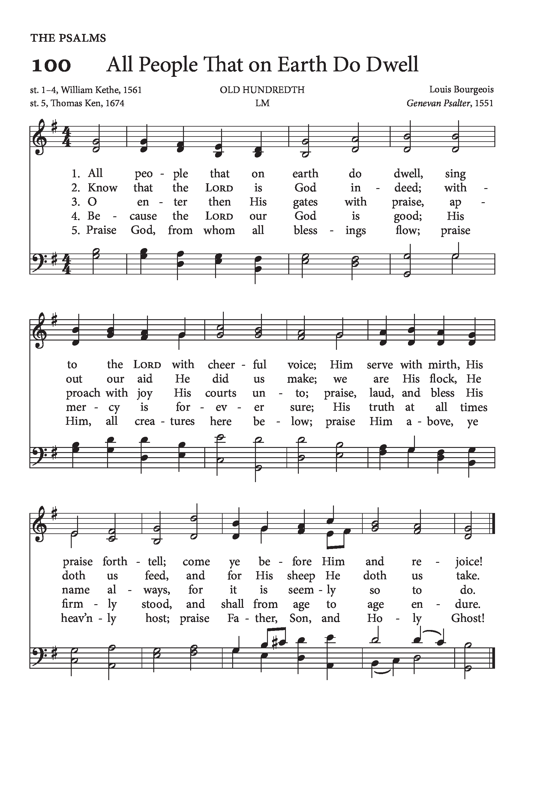 Hymn Sheet for All People That on Earth Do Dwell