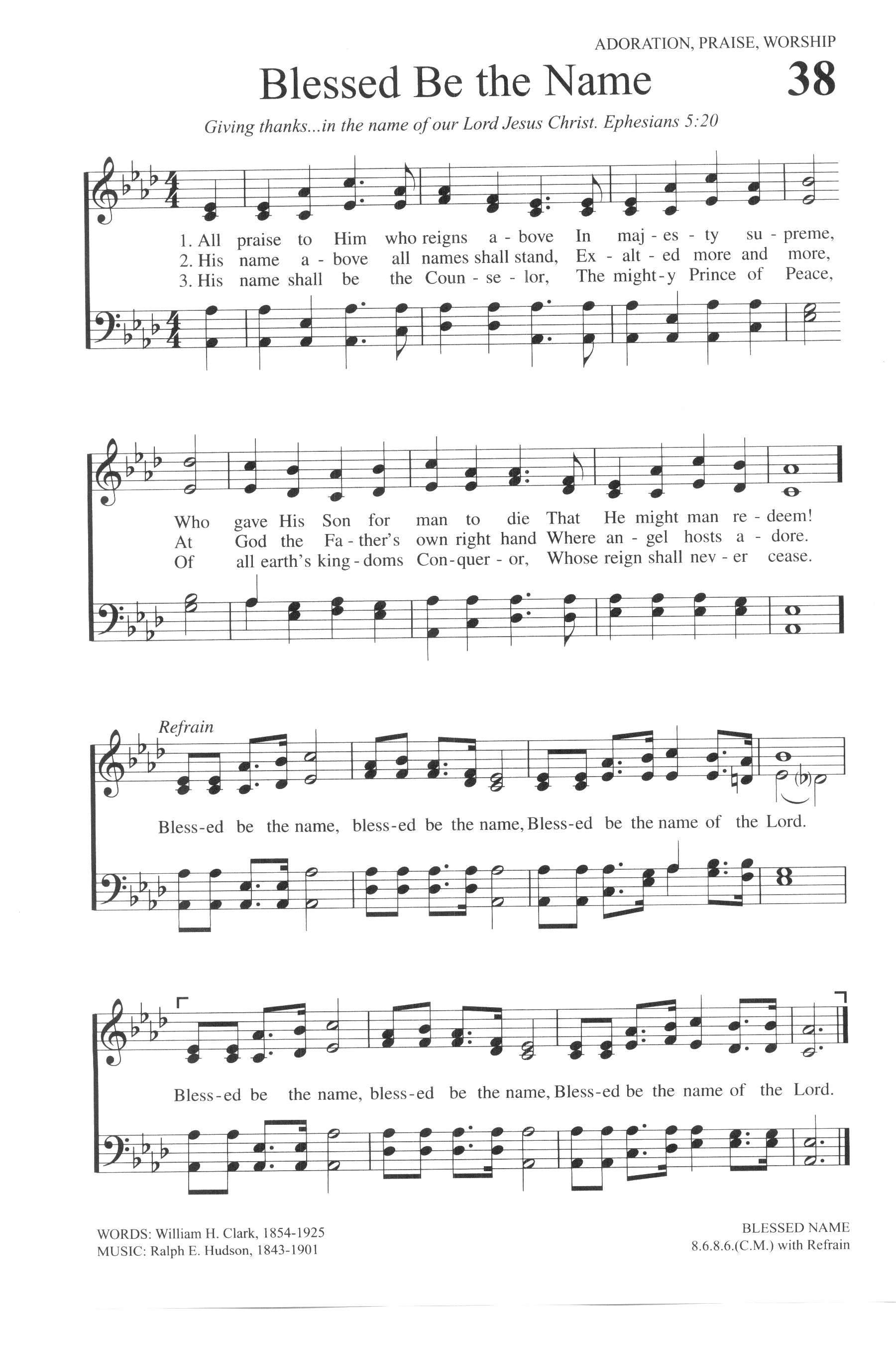 Hymn Sheet for All Praise to Him Who Reigns Above