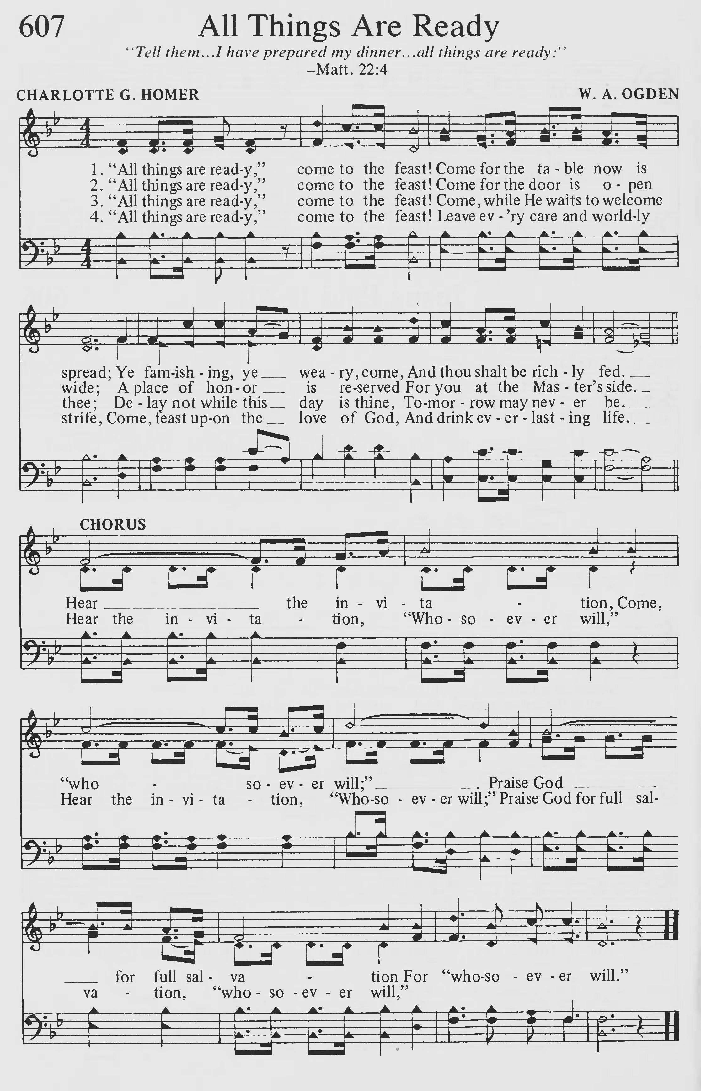Hymn Sheet for All Things Are Ready, Come To The Feast!
