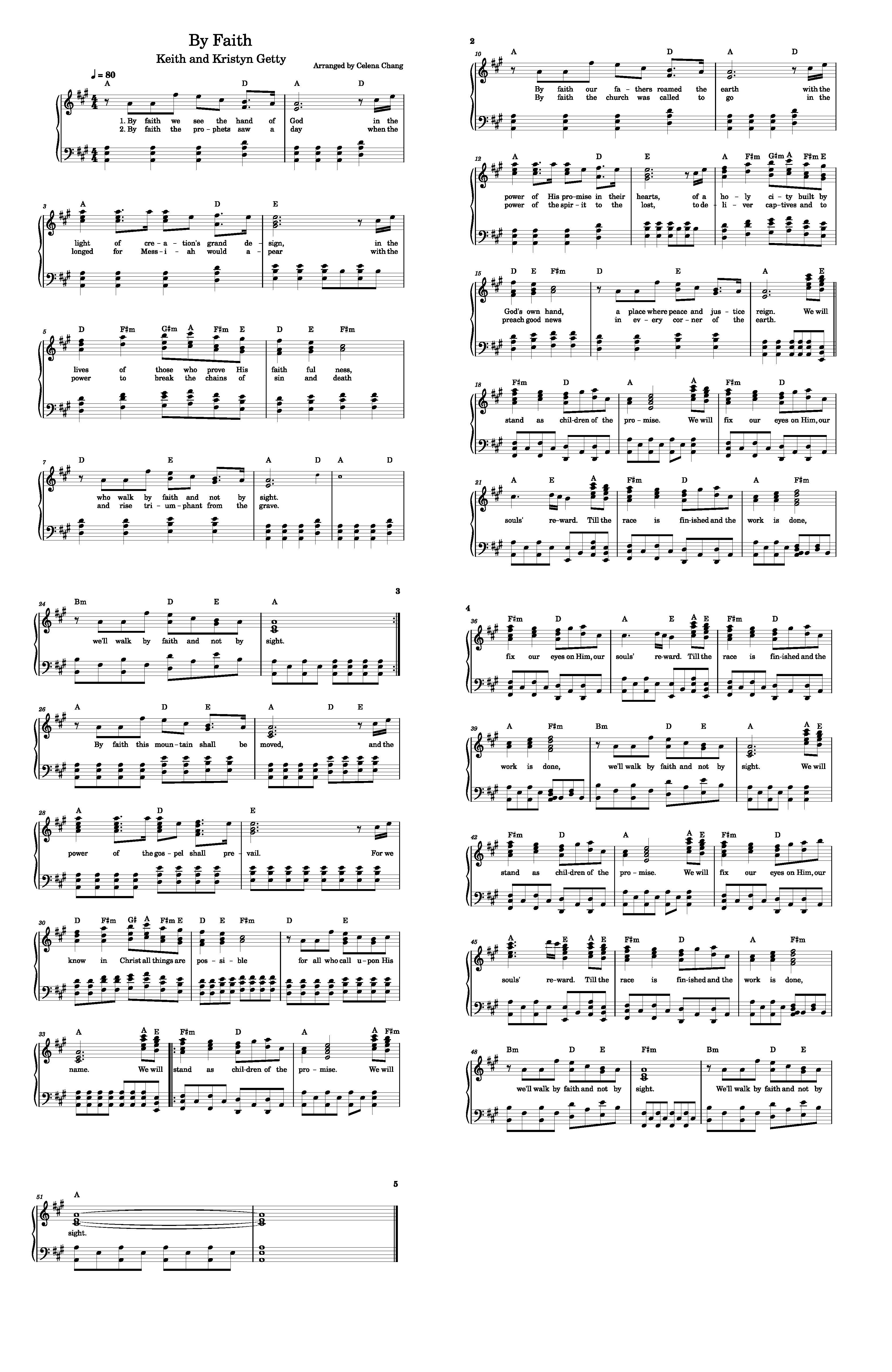 Hymn Sheet for By Faith (By Faith We See the Hand of God)