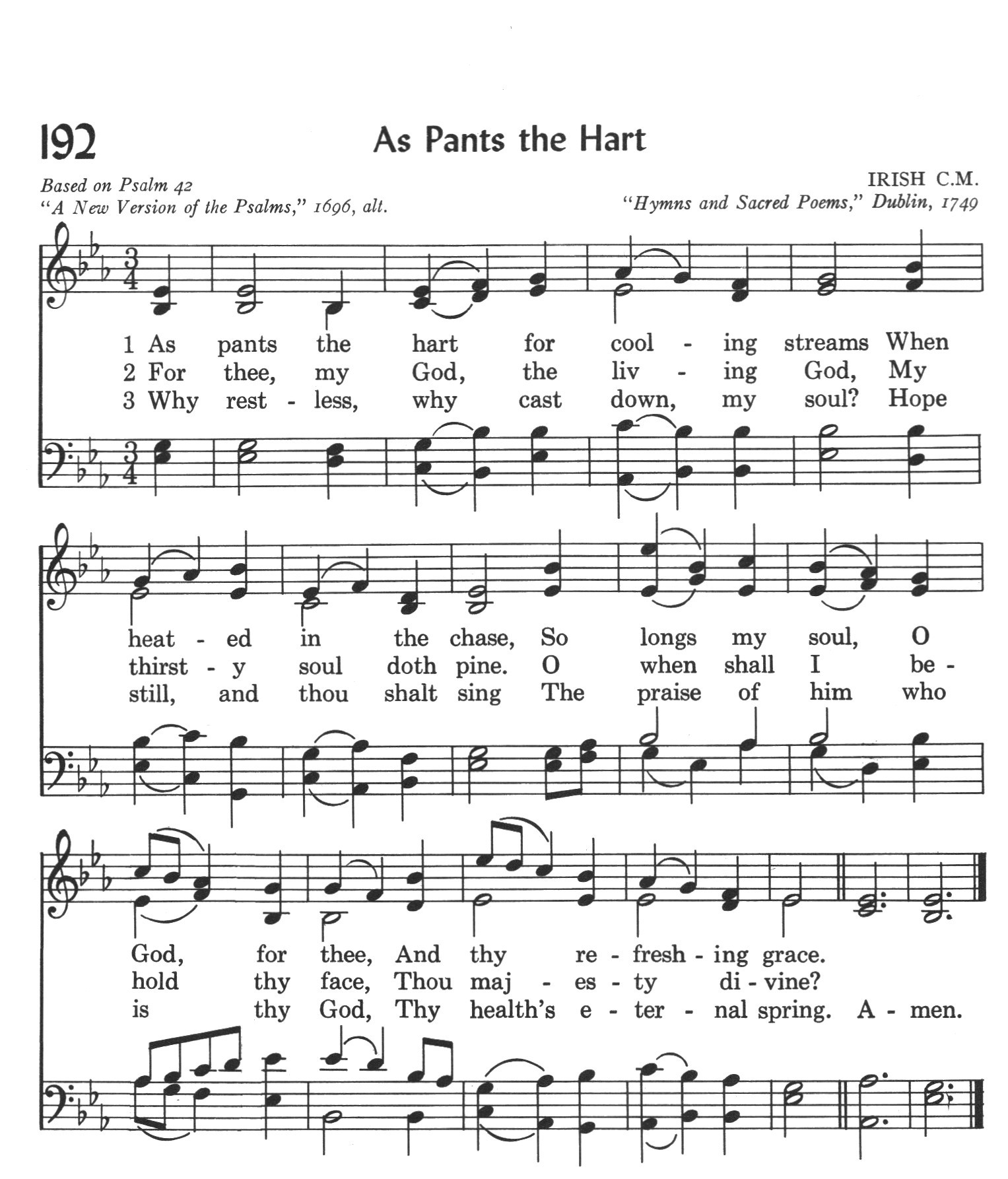 Hymn Sheet for As Pants the Hart for Cooling Springs