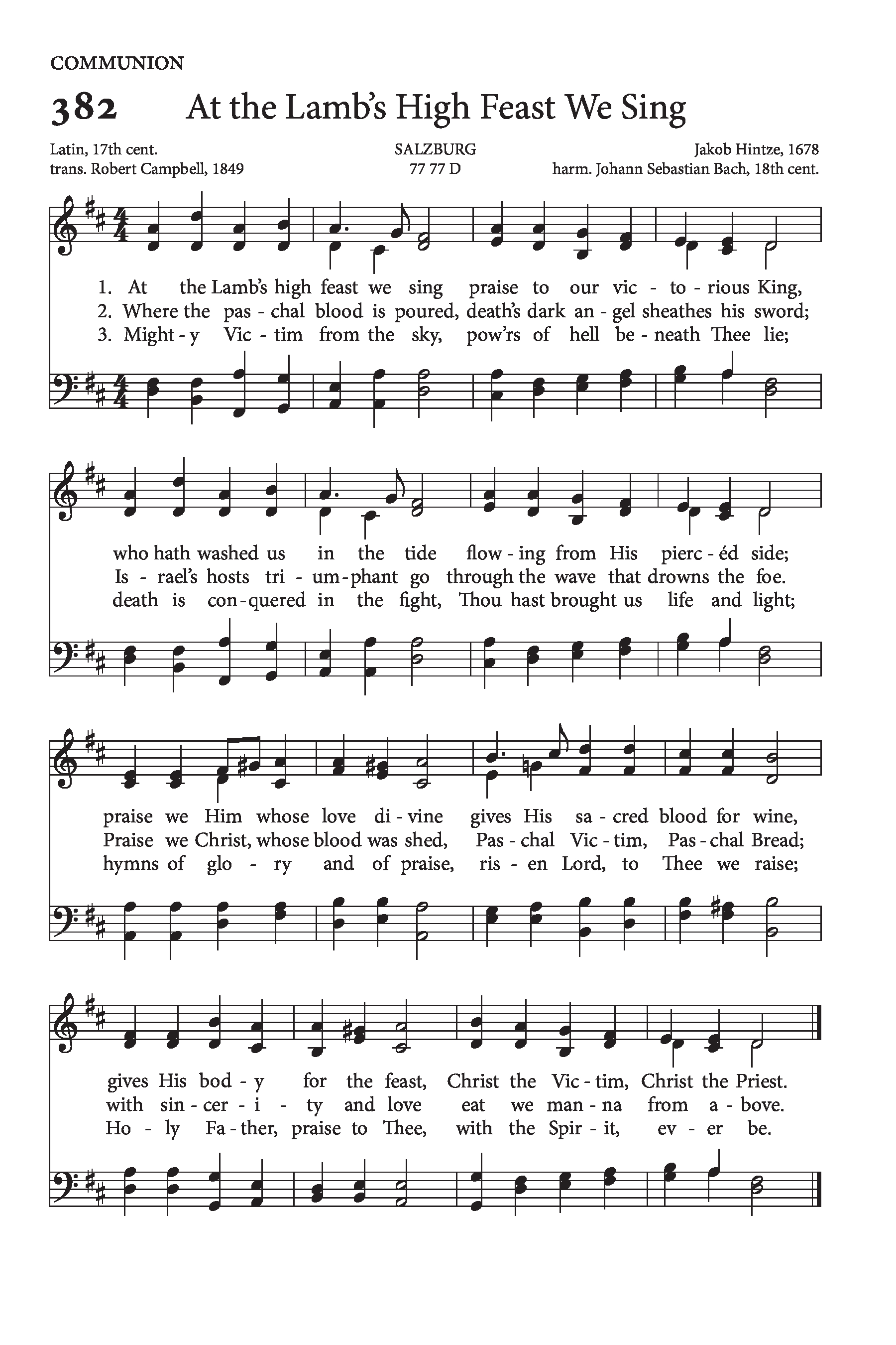 Hymn Sheet for At the Lamb's High Feast We Sing