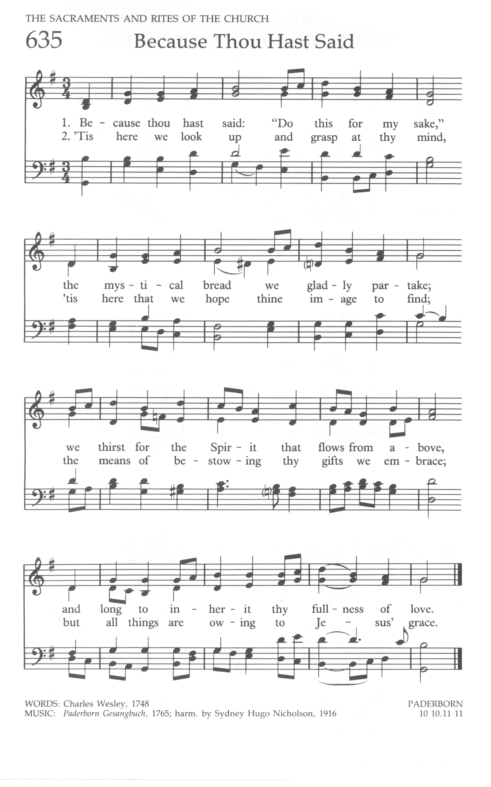 Hymn Sheet for Because Thou Hast Said