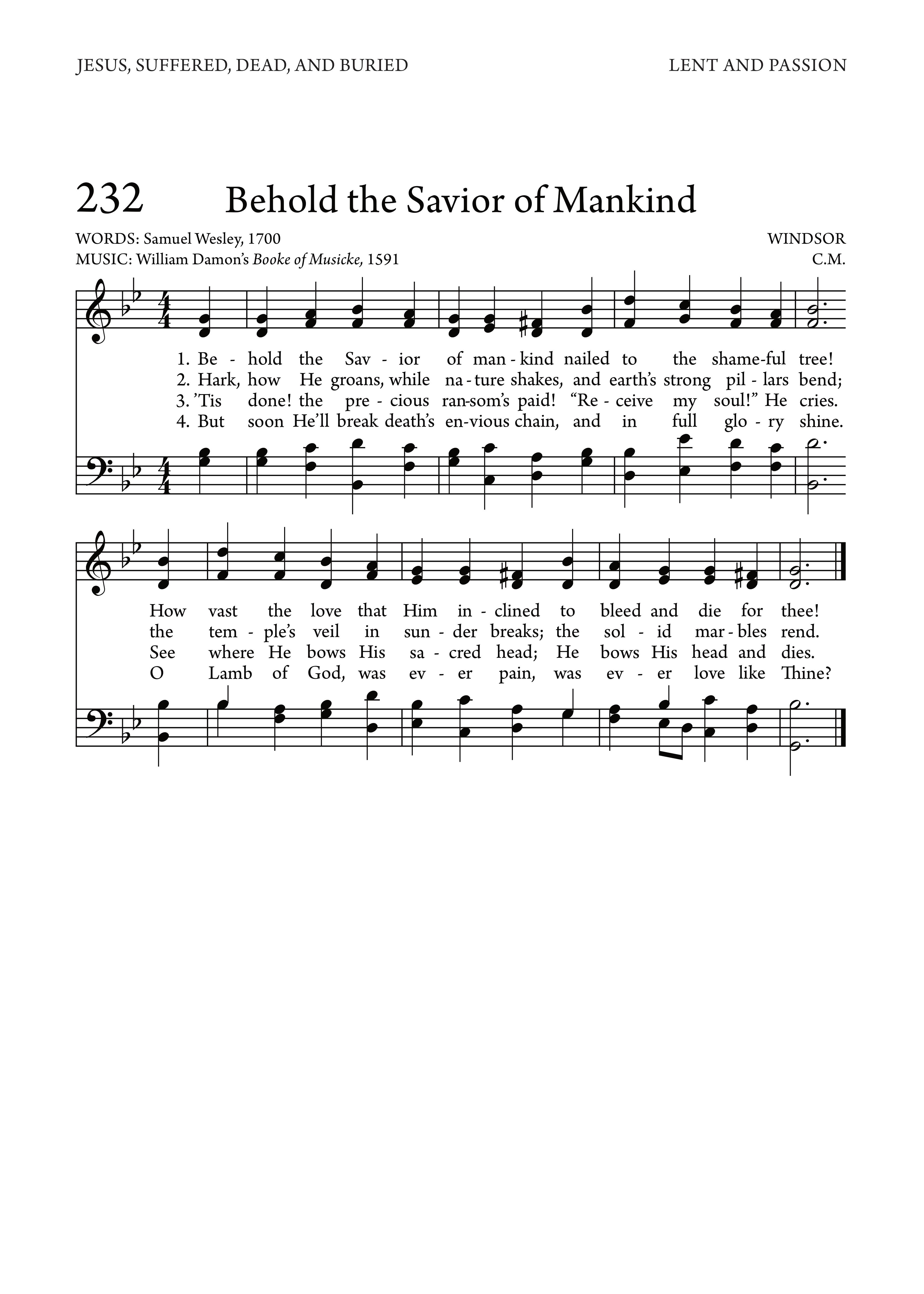 Hymn Sheet for Behold the Savior of Mankind