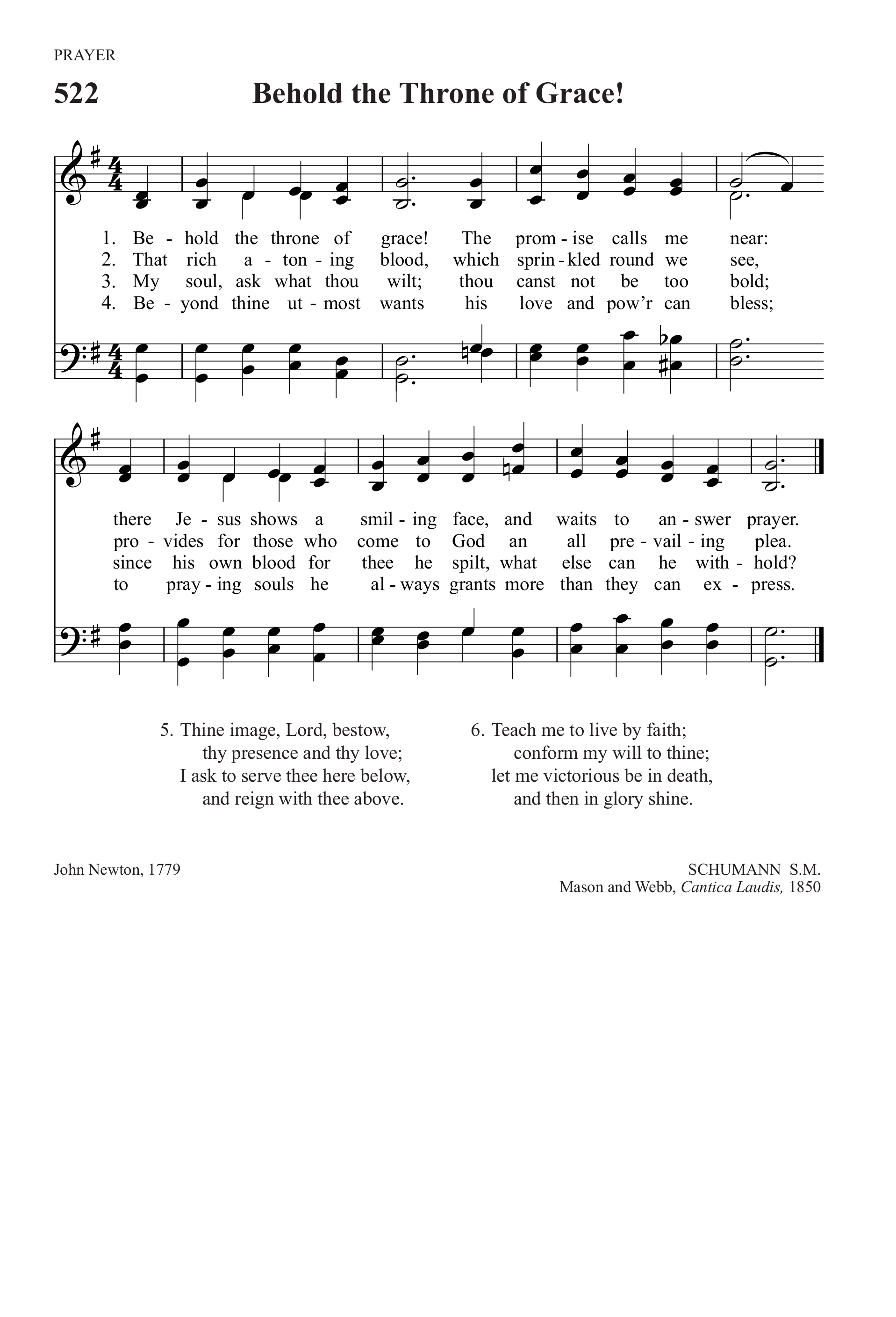 Hymn Sheet for Behold the Throne of Grace