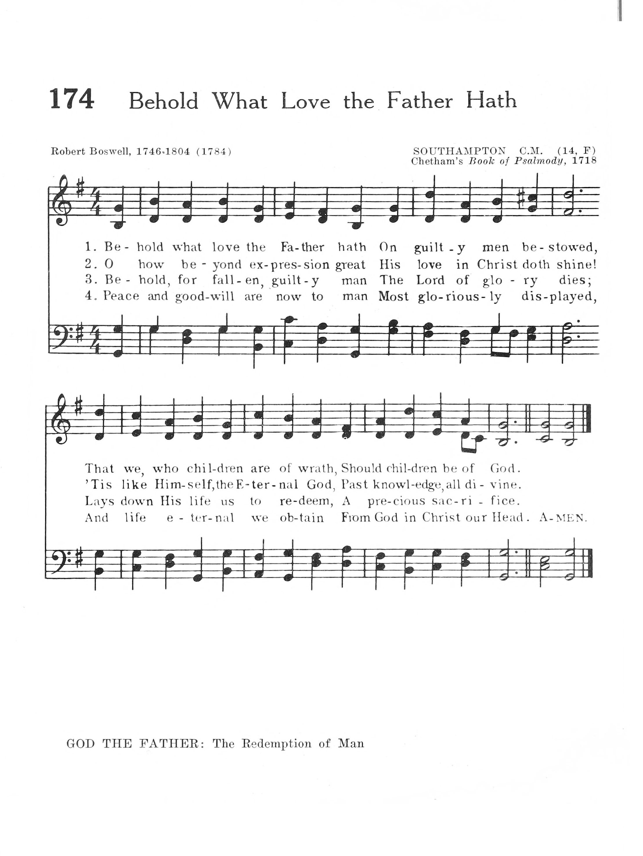 Hymn Sheet for Behold What Love the Father Hath