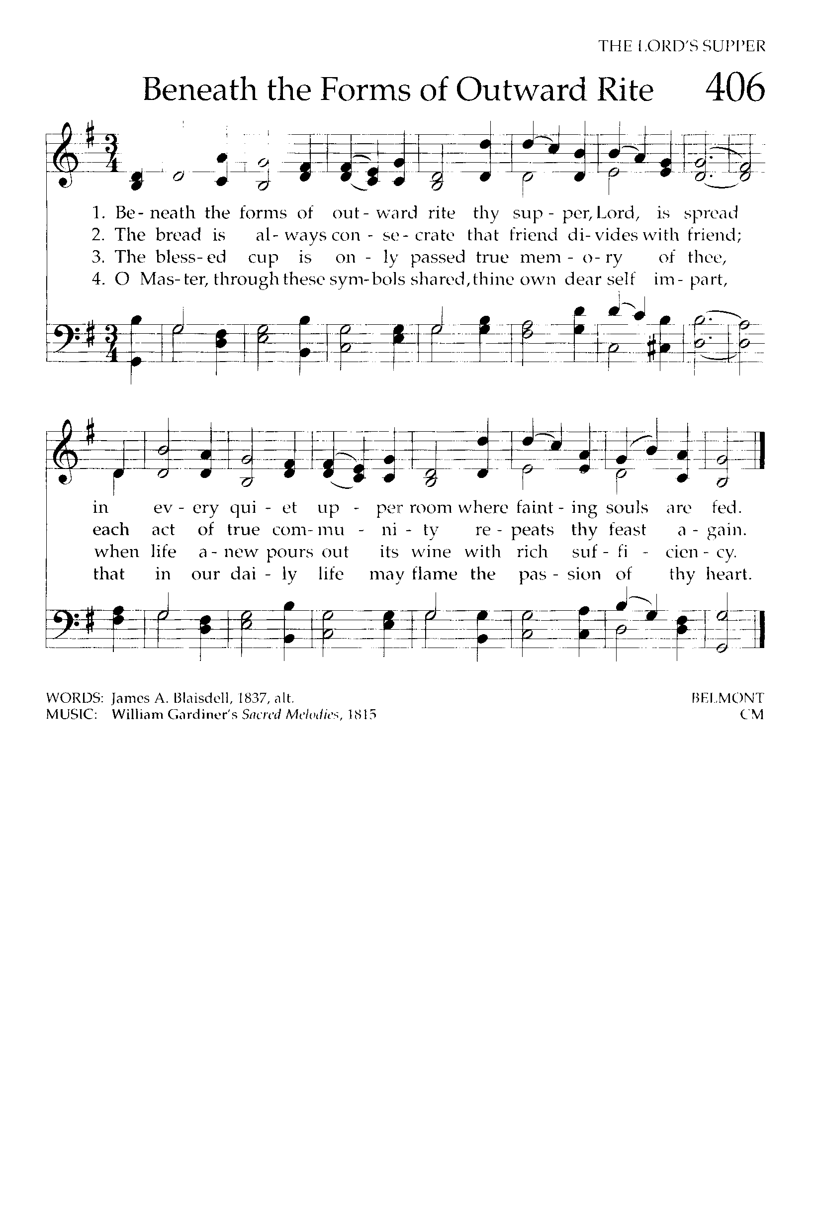 Hymn Sheet for Beneath the Forms of Outward Rite