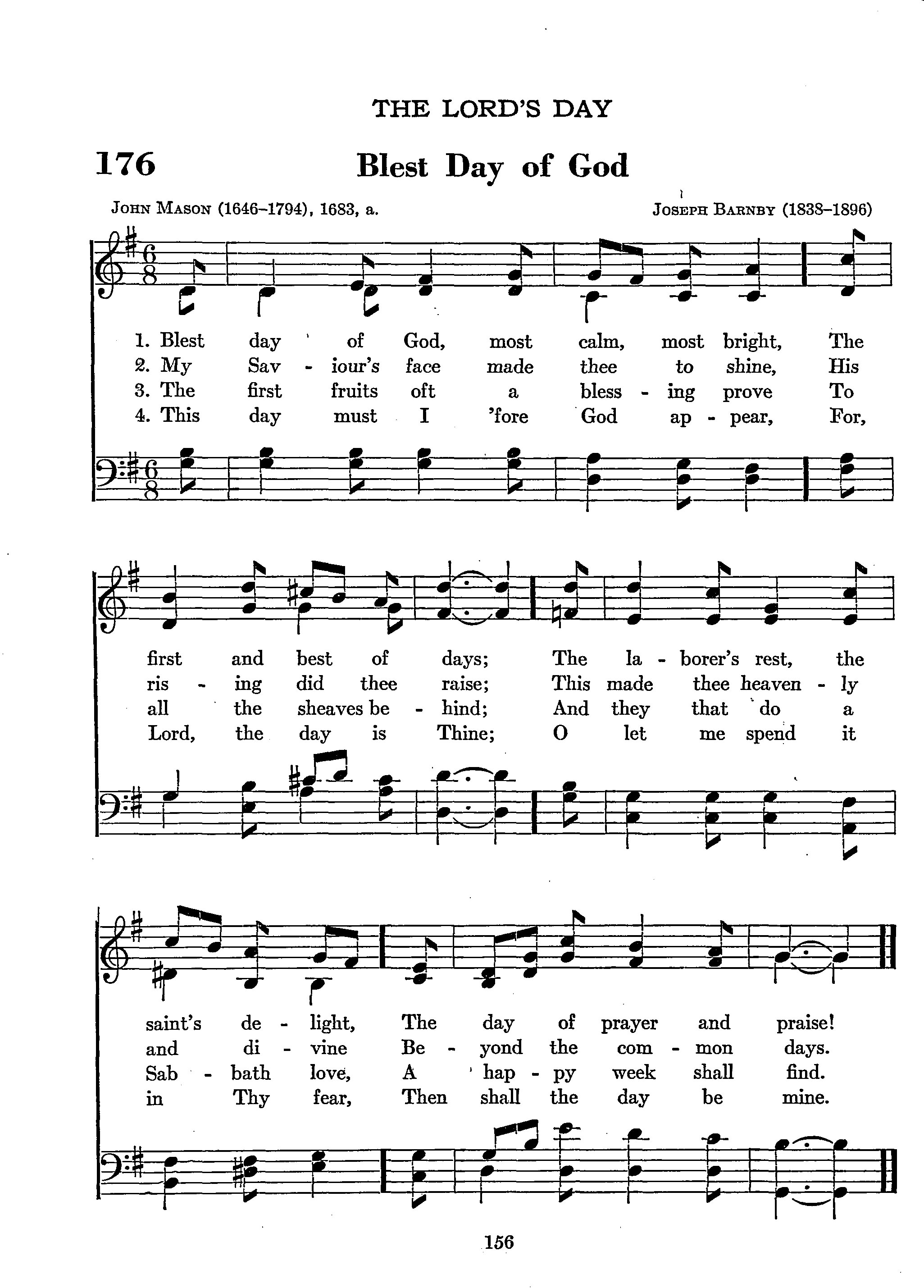Hymn Sheet for Blest Day of God! Most Calm, Most Bright