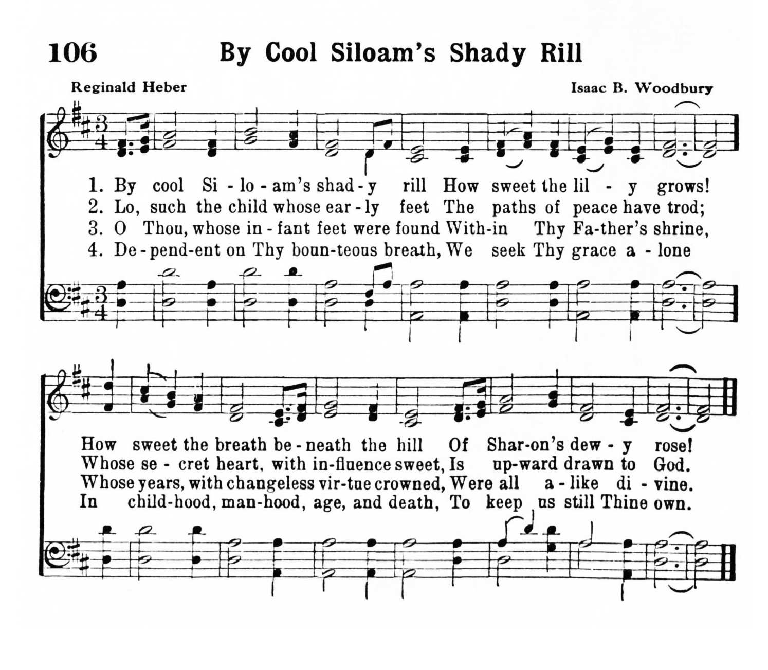 Hymn Sheet for By Cool Siloam's Shady Rill (The Christian Child)