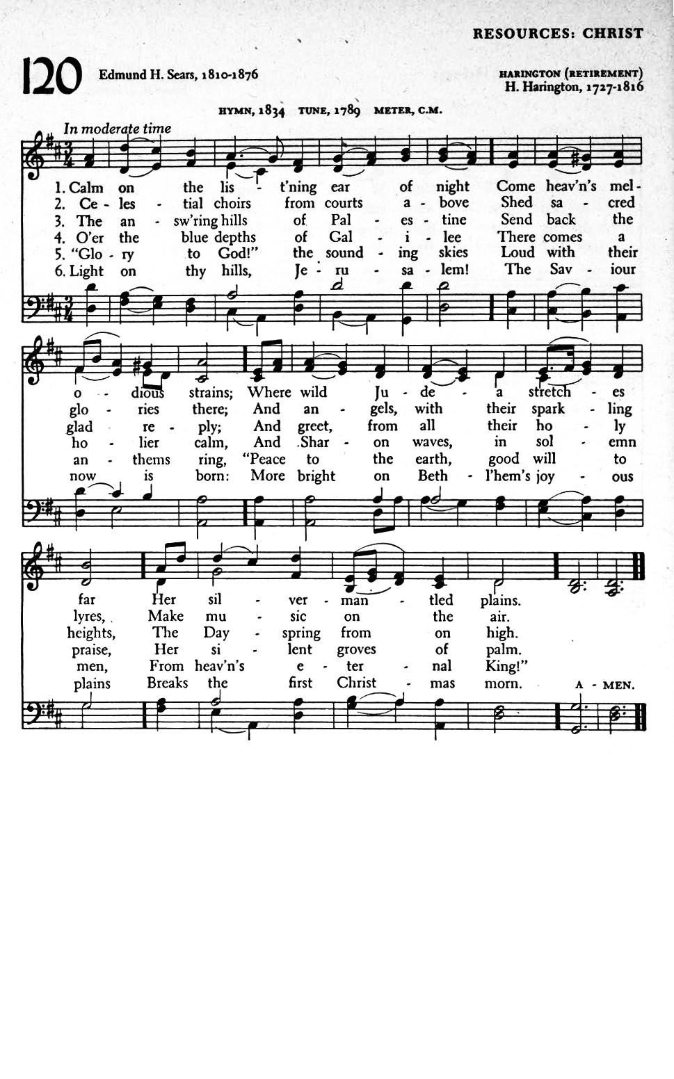 Hymn Sheet for Calm On the Listening Ear of Night