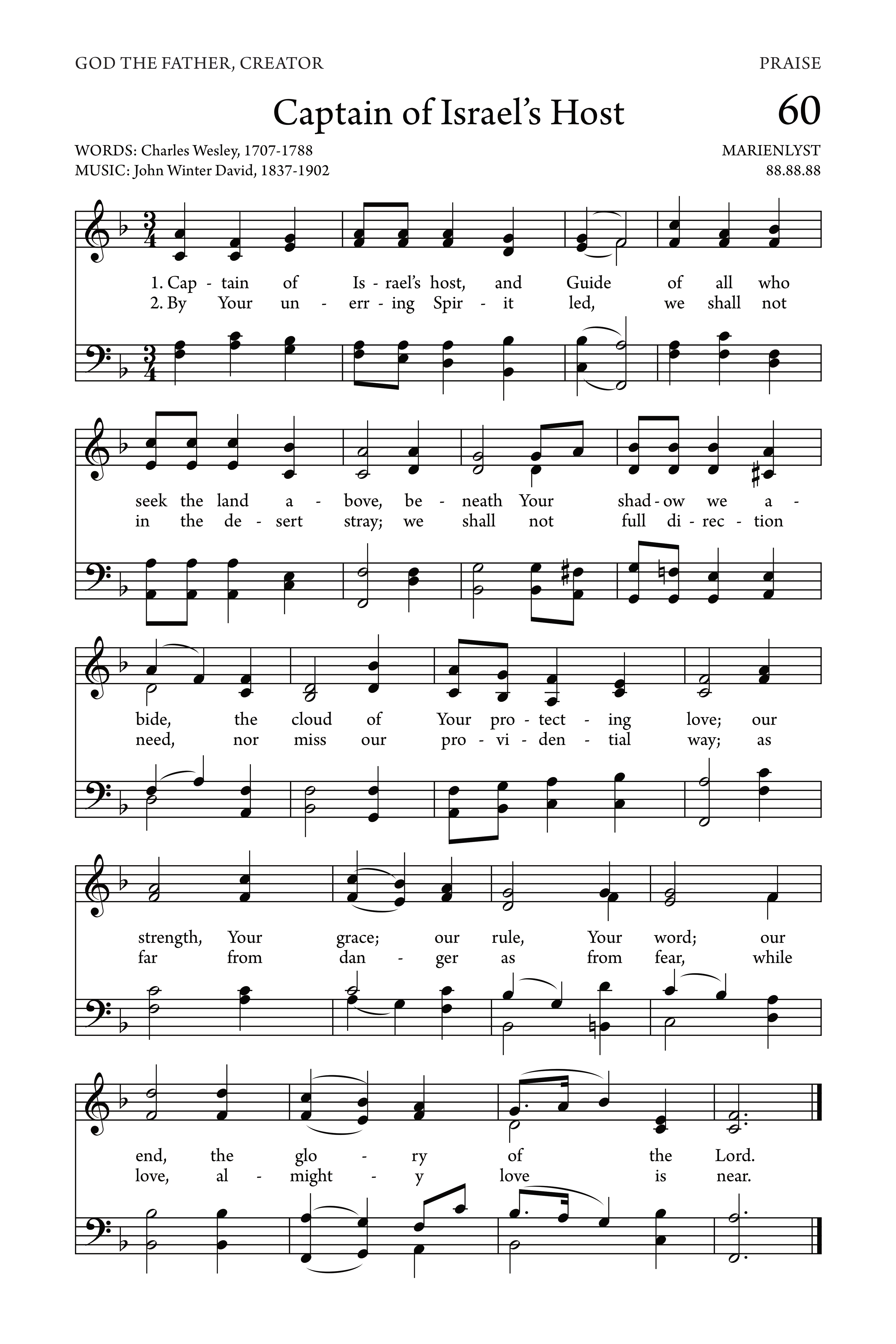 Hymn Sheet for Captain of Israel’s Host, and Guide