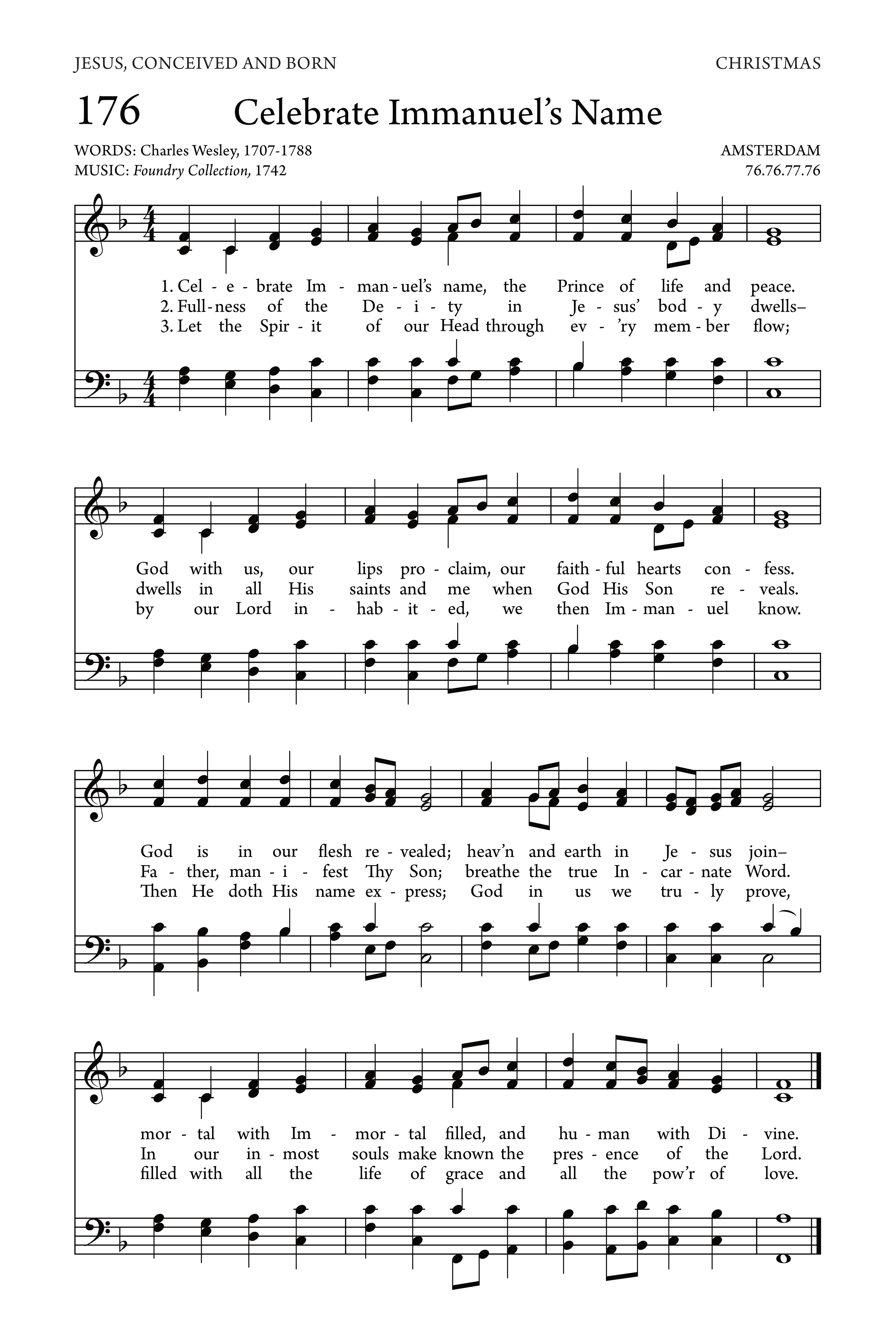 Hymn Sheet for Celebrate Immanuel's Name