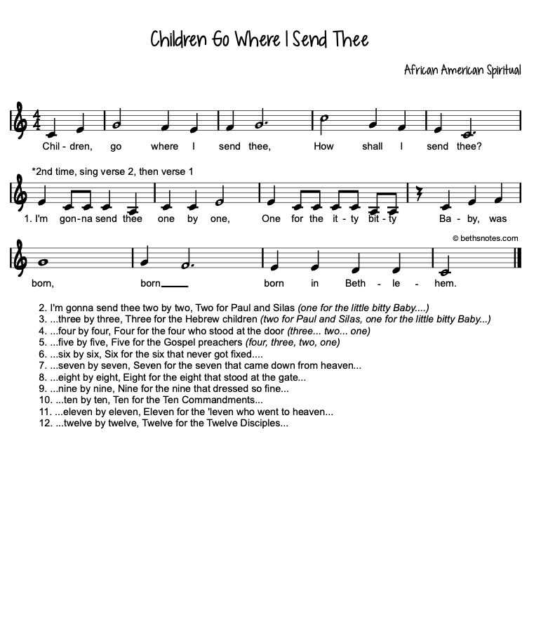Hymn Sheet for Children, Go Where I Send Thee