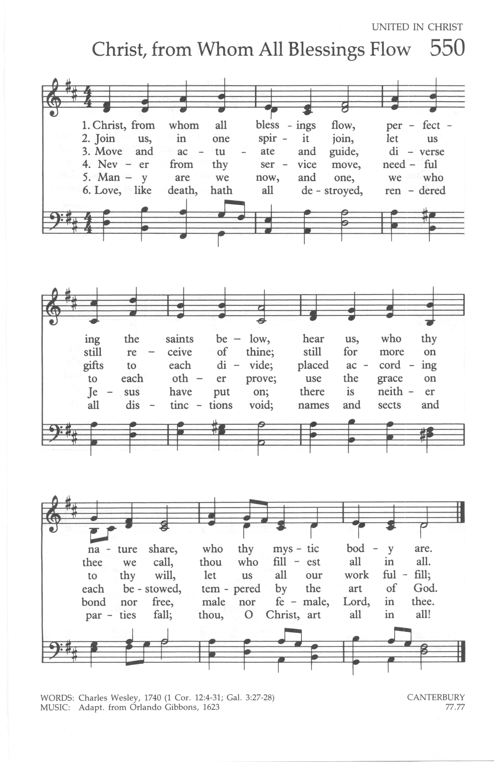 Hymn Sheet for Christ, from Whom All Blessing Flow