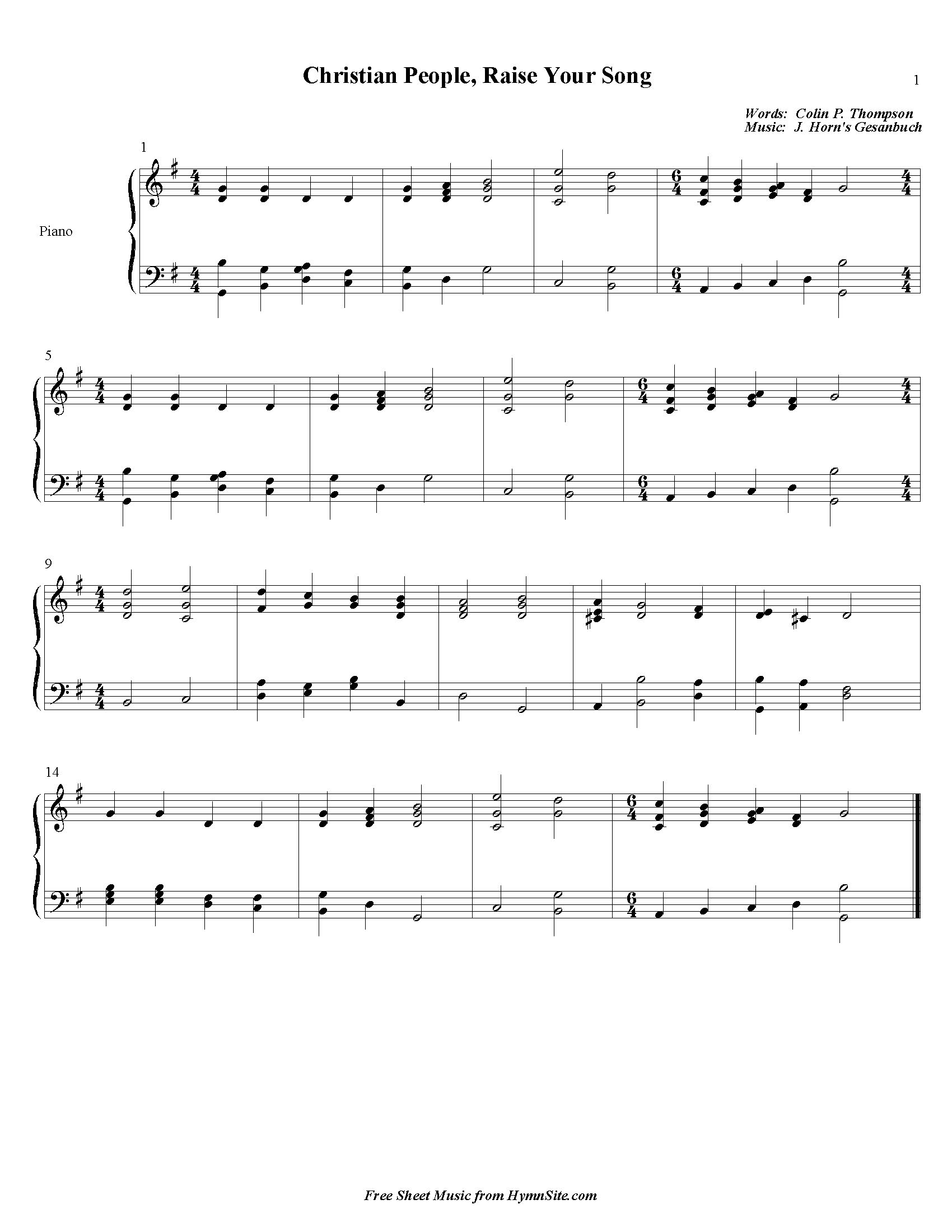 Hymn Sheet for Christian People, Raise Your Song