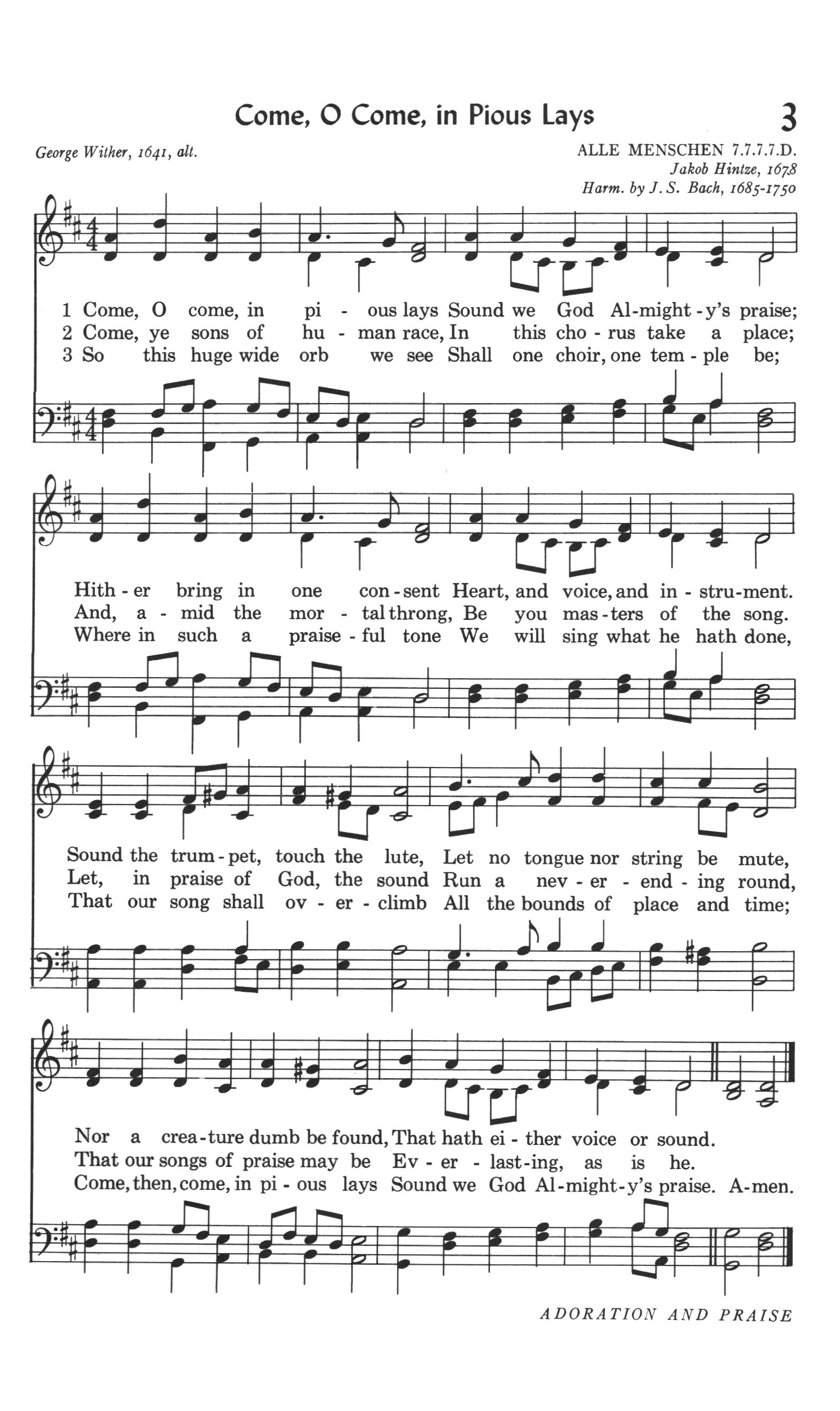 Hymn Sheet for Come, O Come, Our Voices Raise
