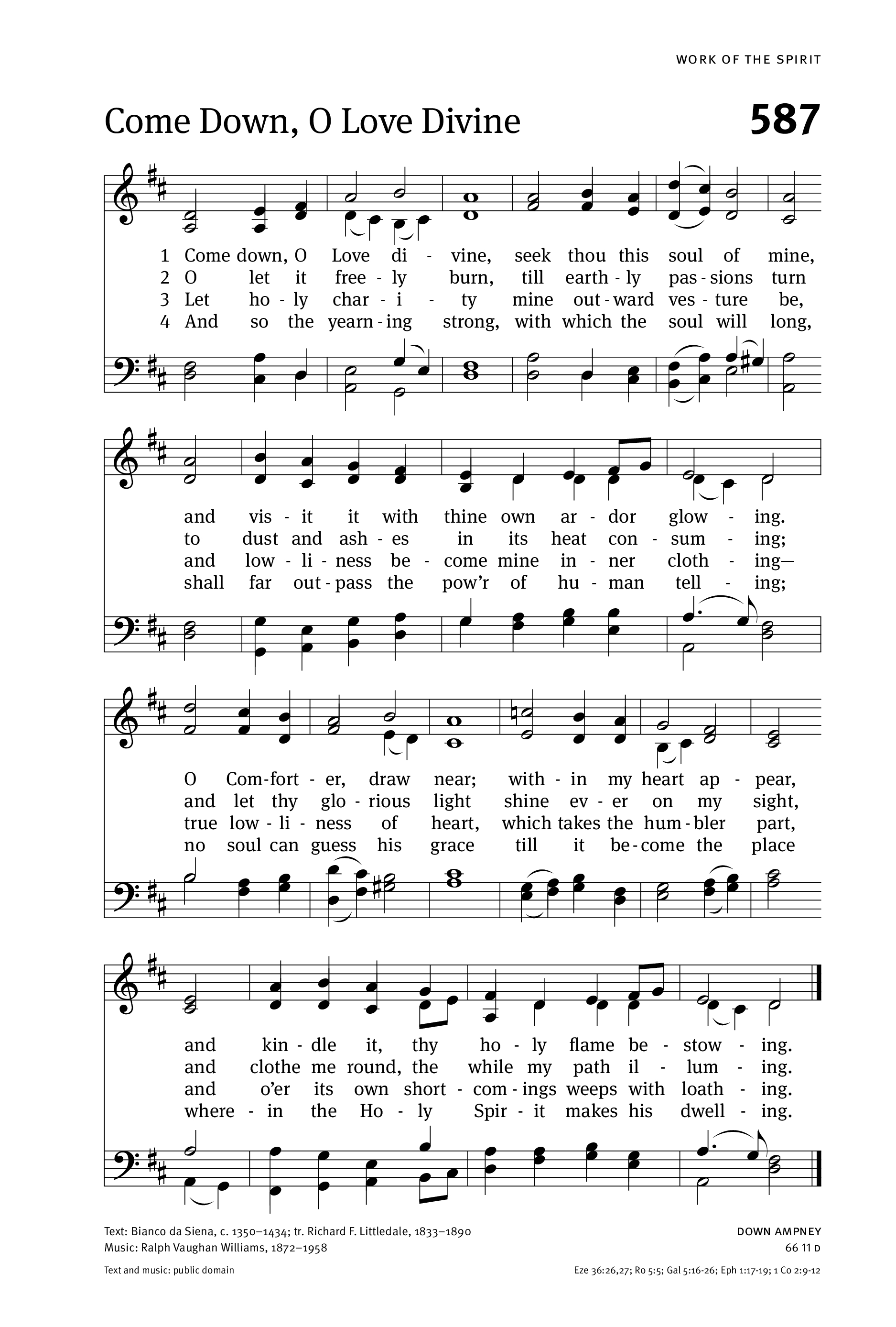 Hymn Sheet for Come Down, O Love Divine