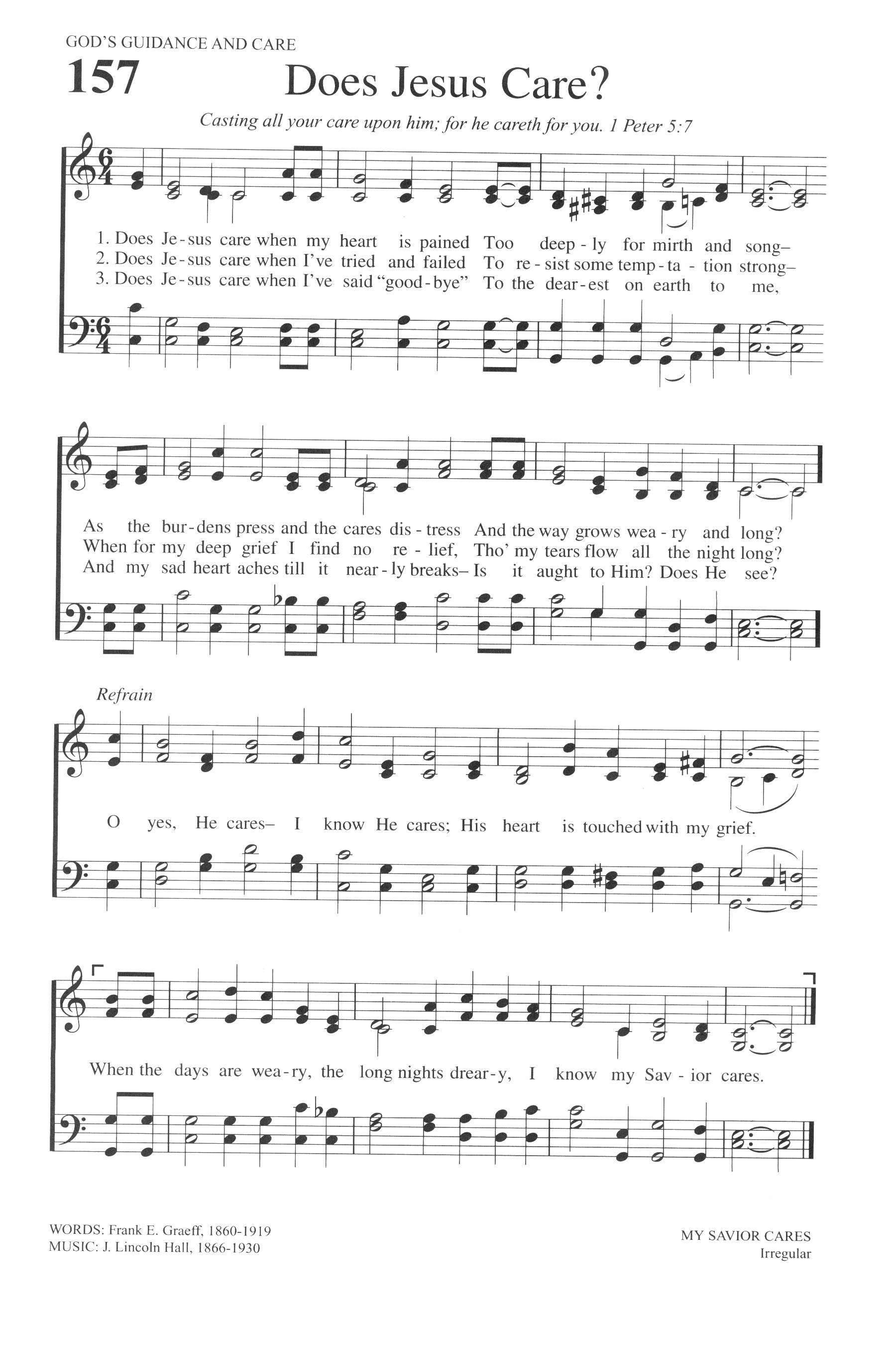 Hymn Sheet for Does Jesus Care?