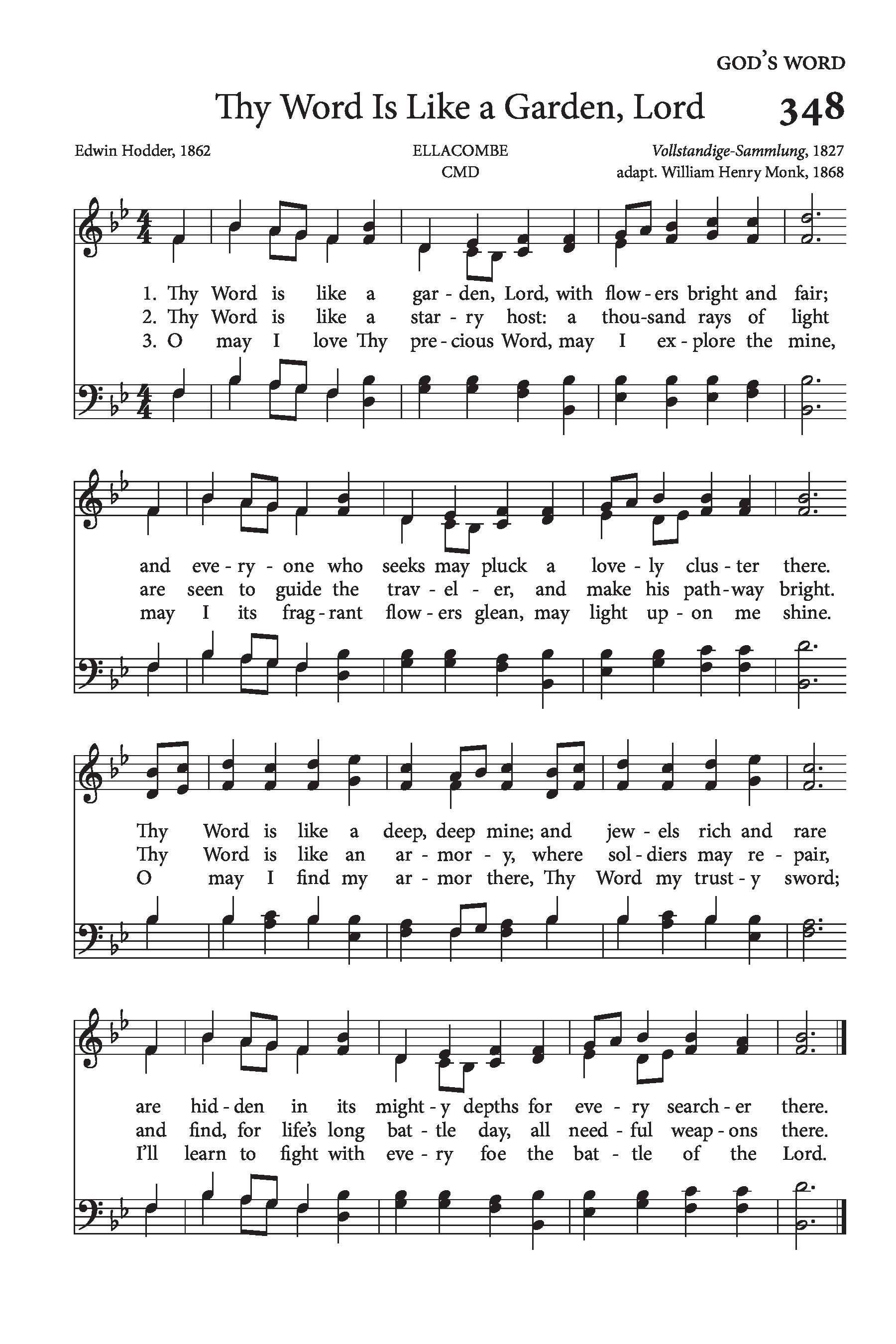 Hymn Sheet for Thy Word Is Like A Garden, Lord