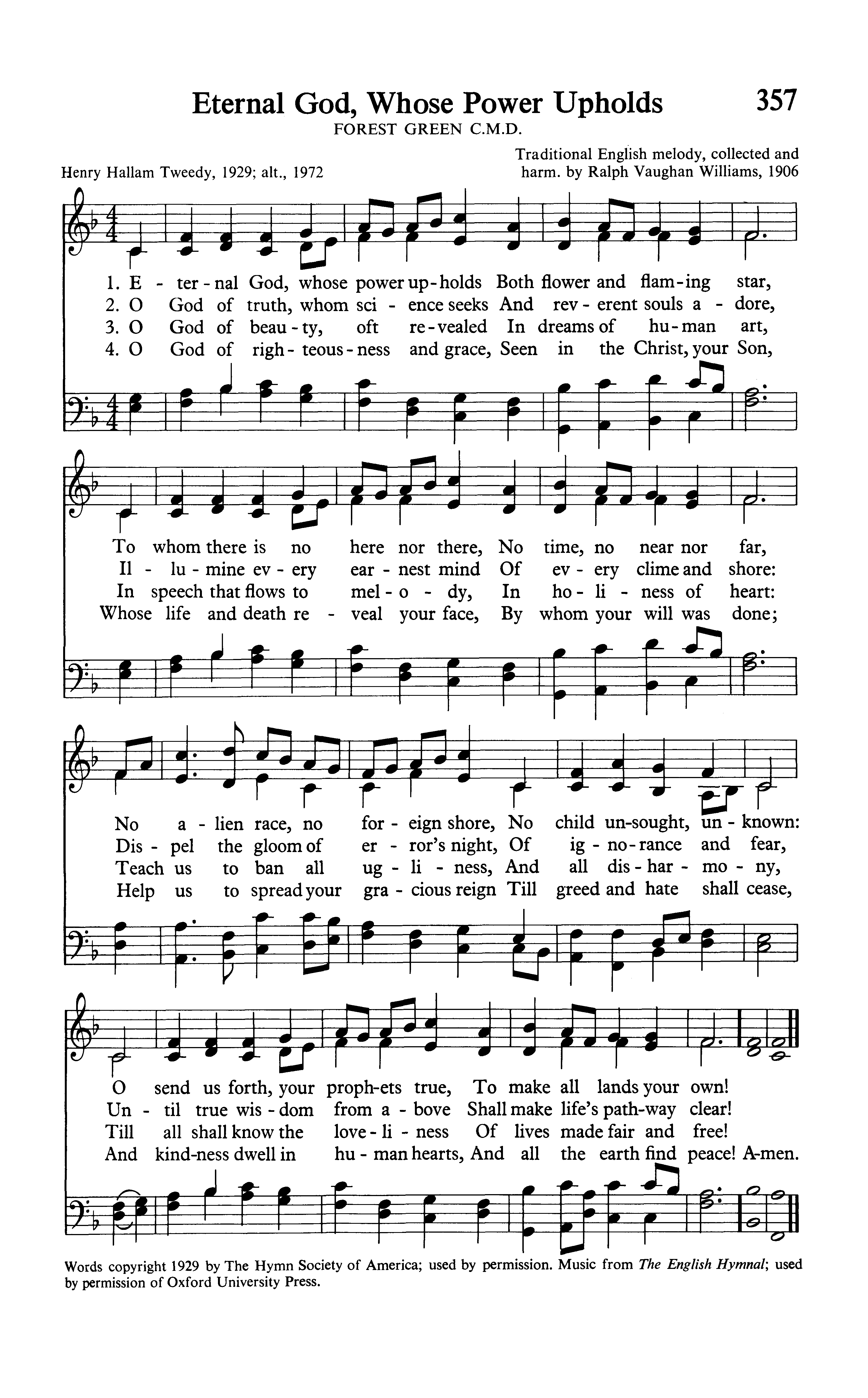 Hymn Sheet for Eternal God, Whose Power Upholds