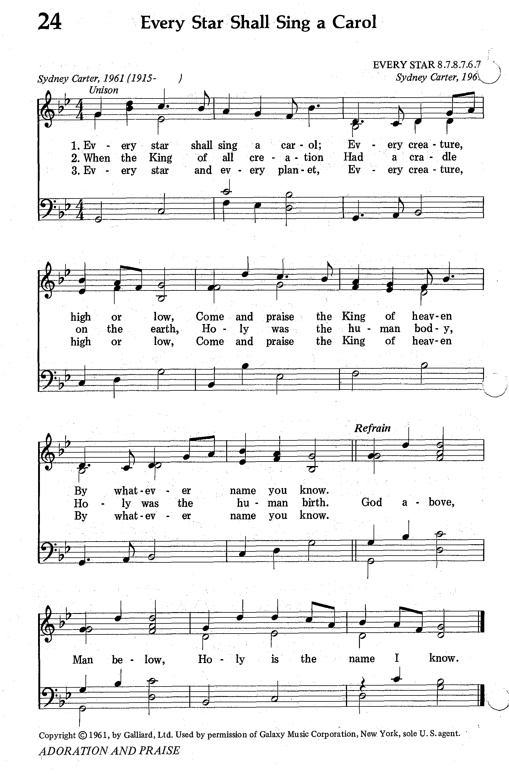 Hymn Sheet for Every Star Shall Sing a Carol