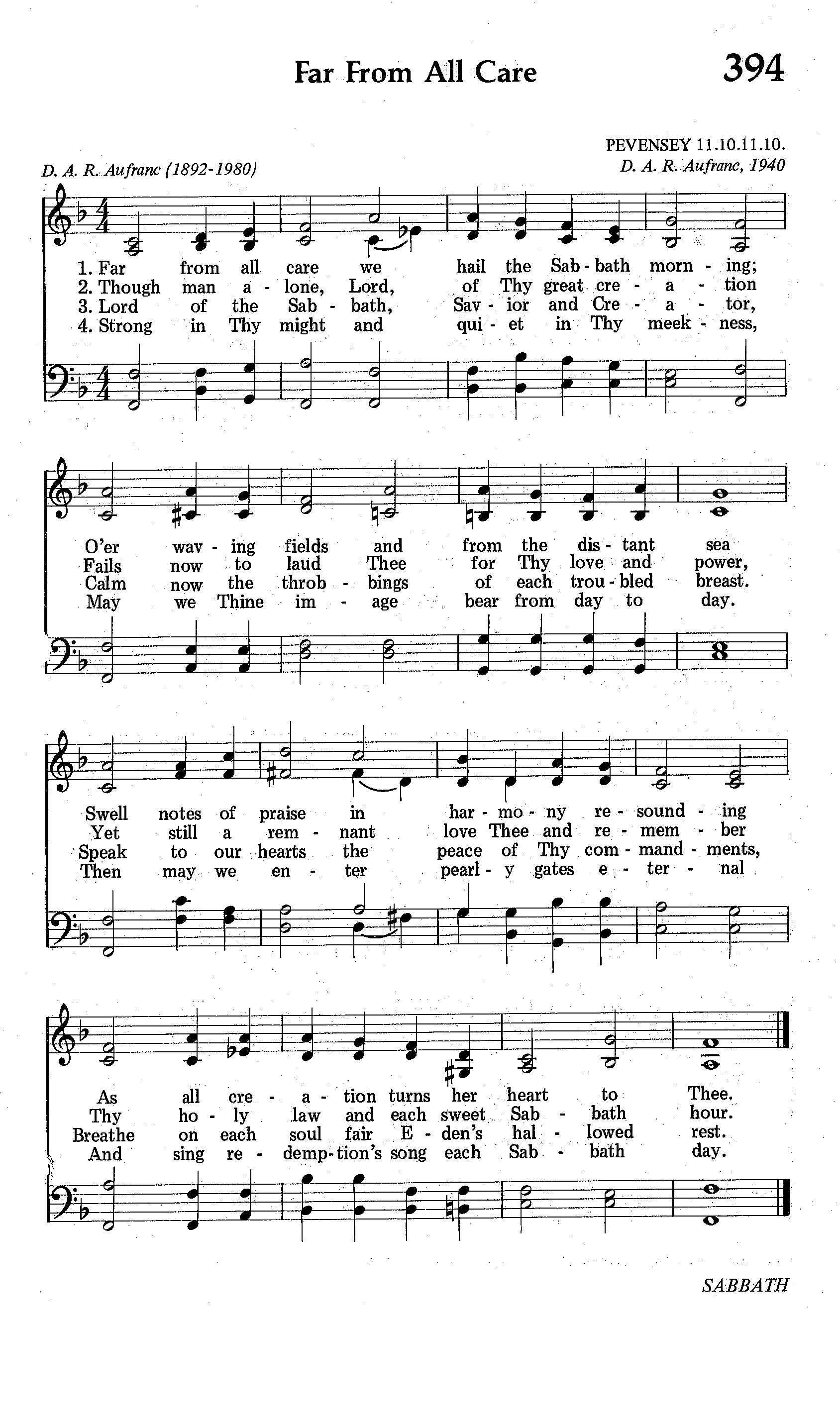 Hymn Sheet for Far From All Care