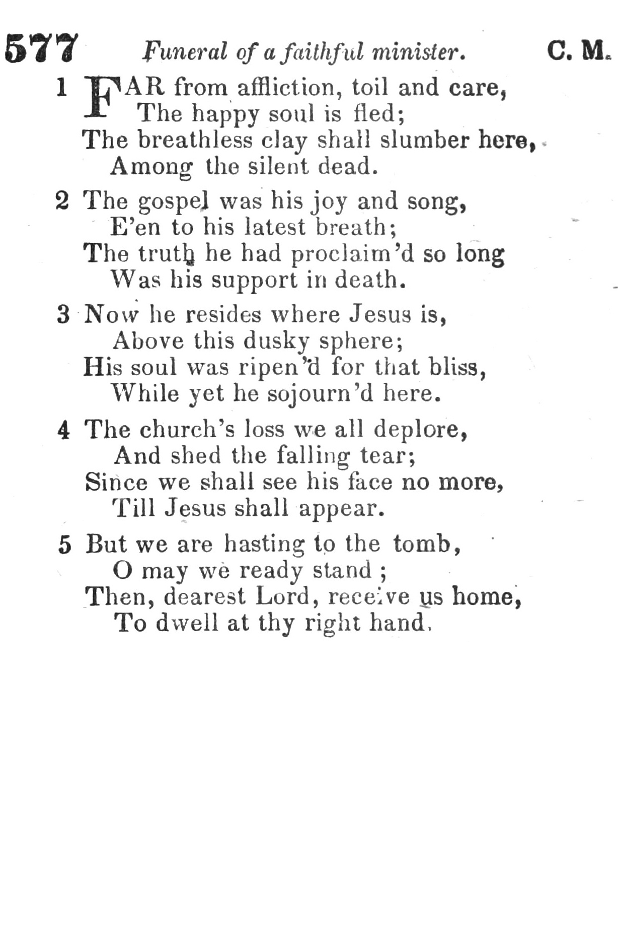 Hymn Sheet for Far from affliction, toil and care