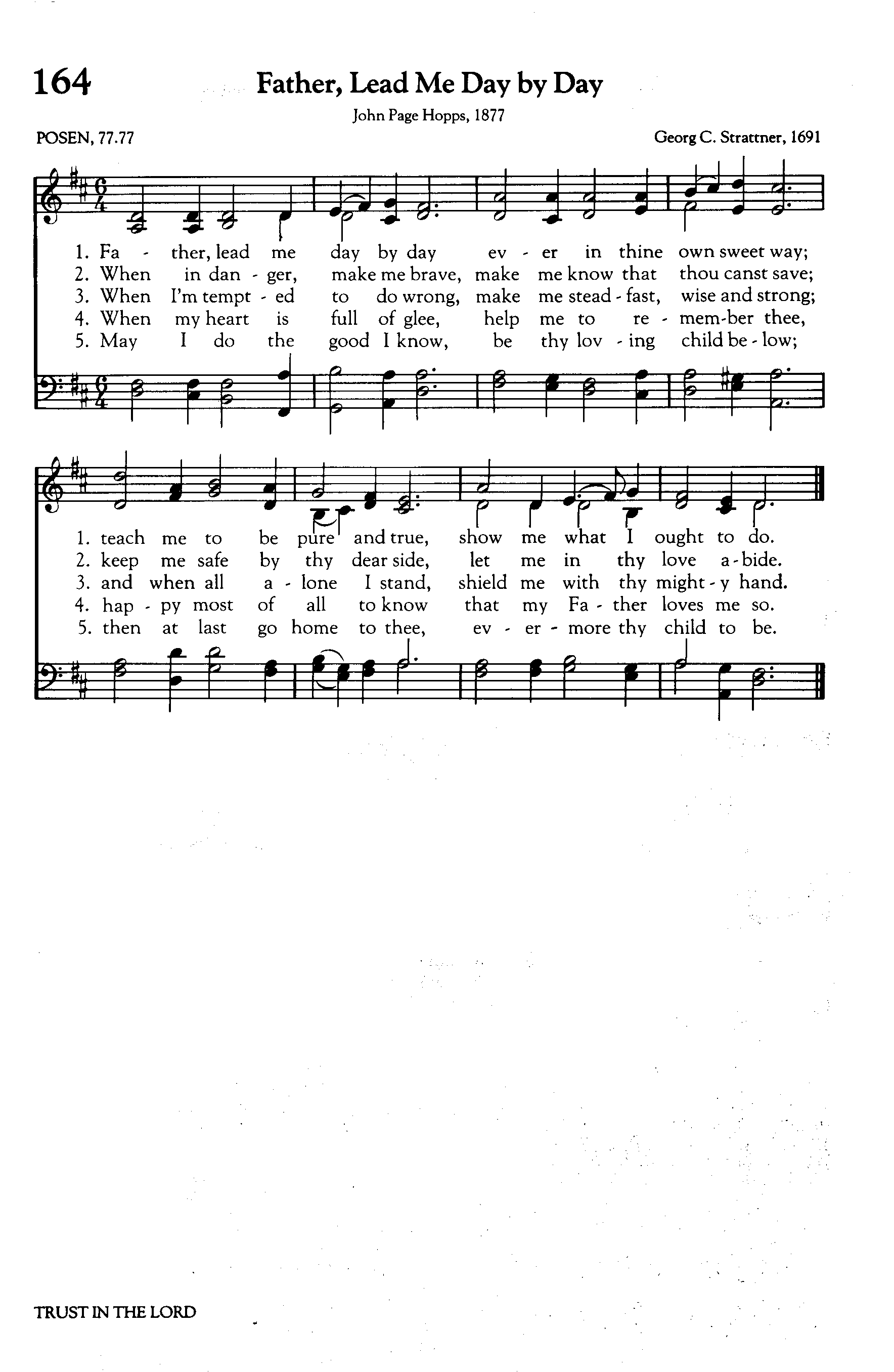 Hymn Sheet for Father, Lead Me Day by Day