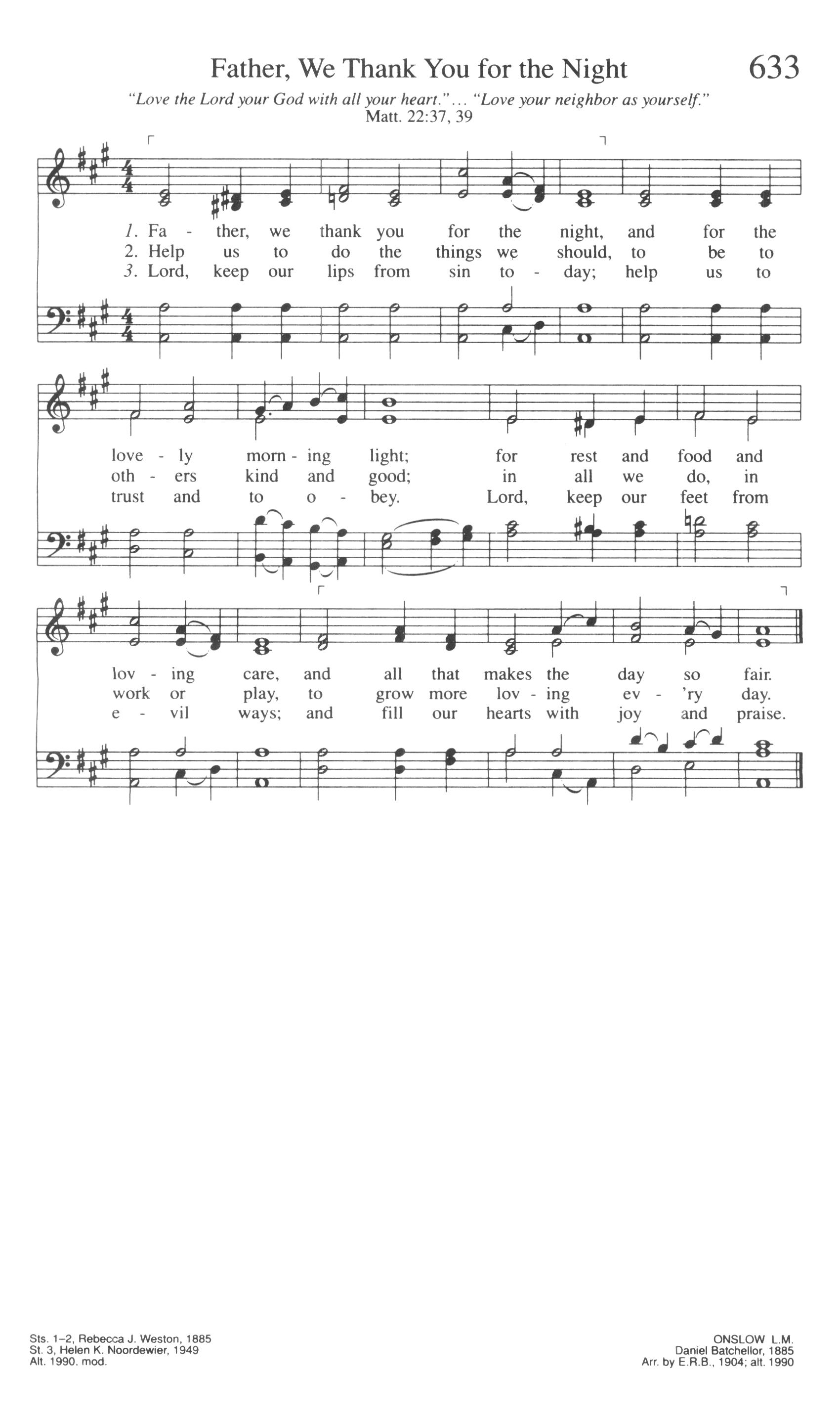 Hymn Sheet for Father, We Thank Thee