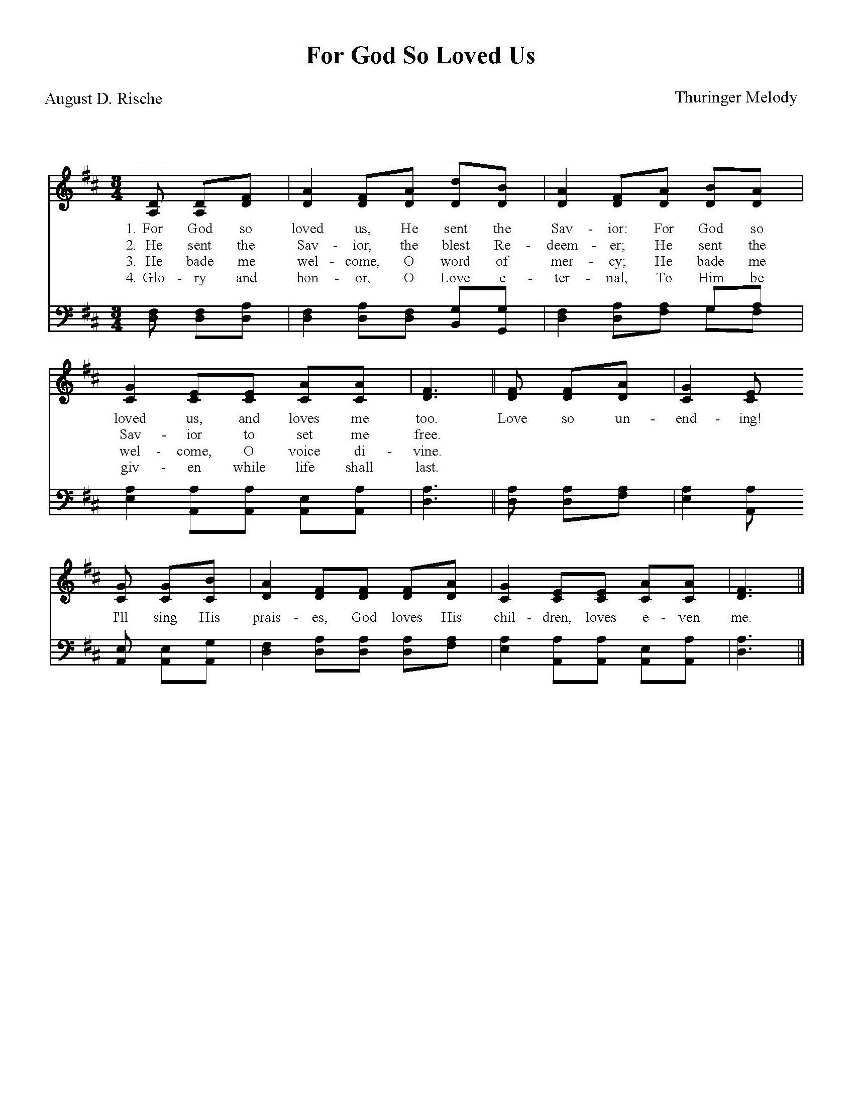 Hymn Sheet for For God So Loved Us, He Sent the Savior