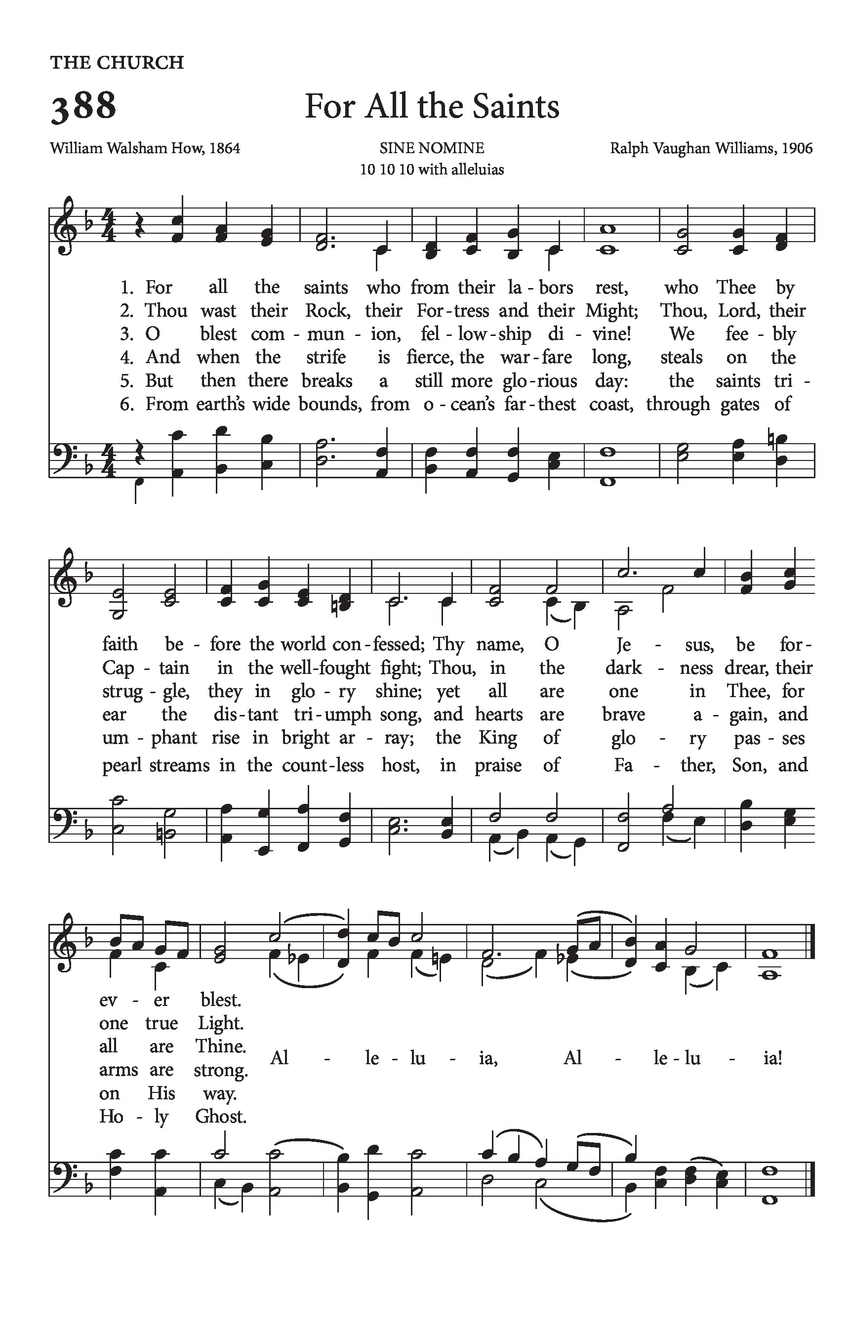 Hymn Sheet for For all the Saints, Who from Their Labors Rest