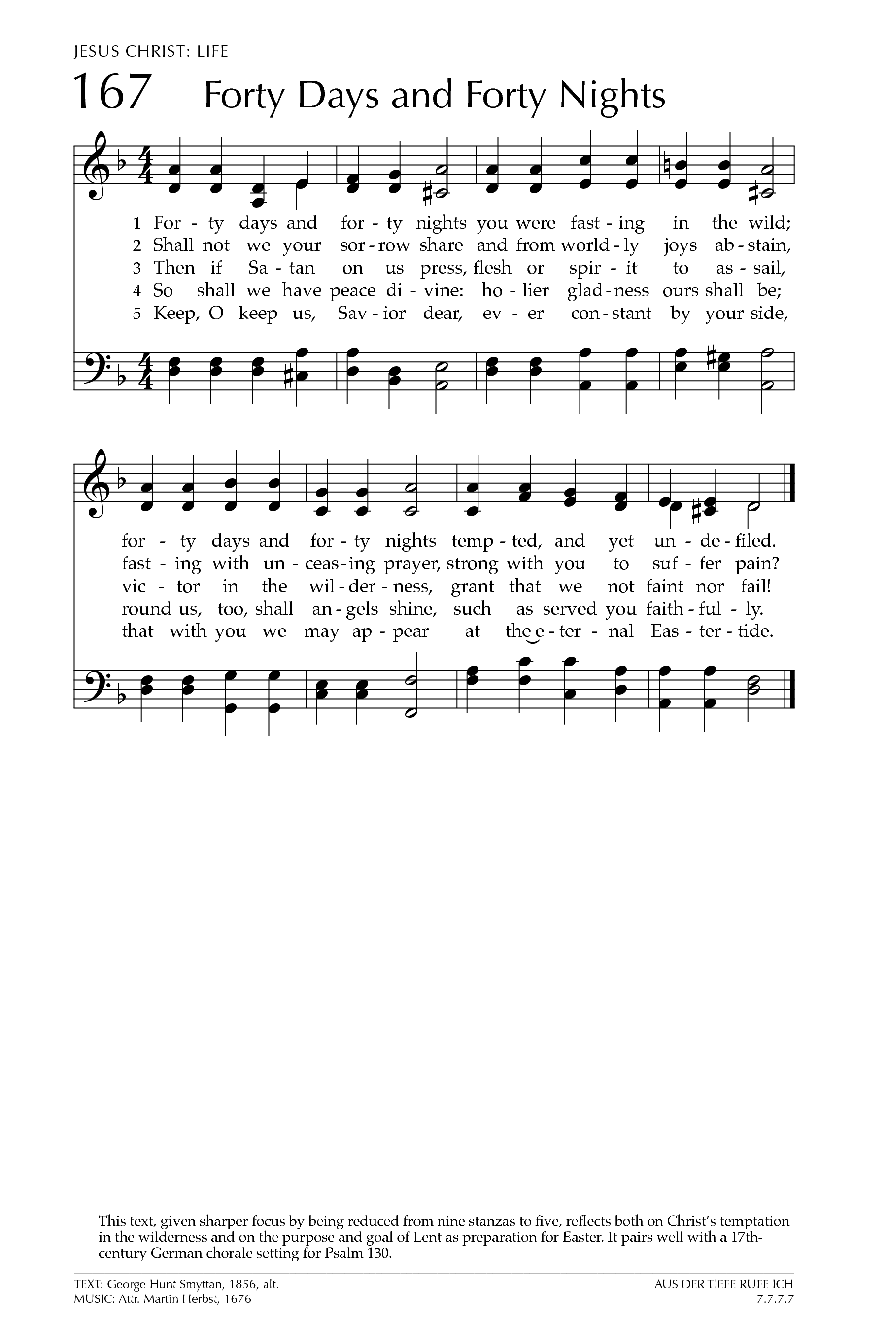 Hymn Sheet for Forty Days and Forty Nights