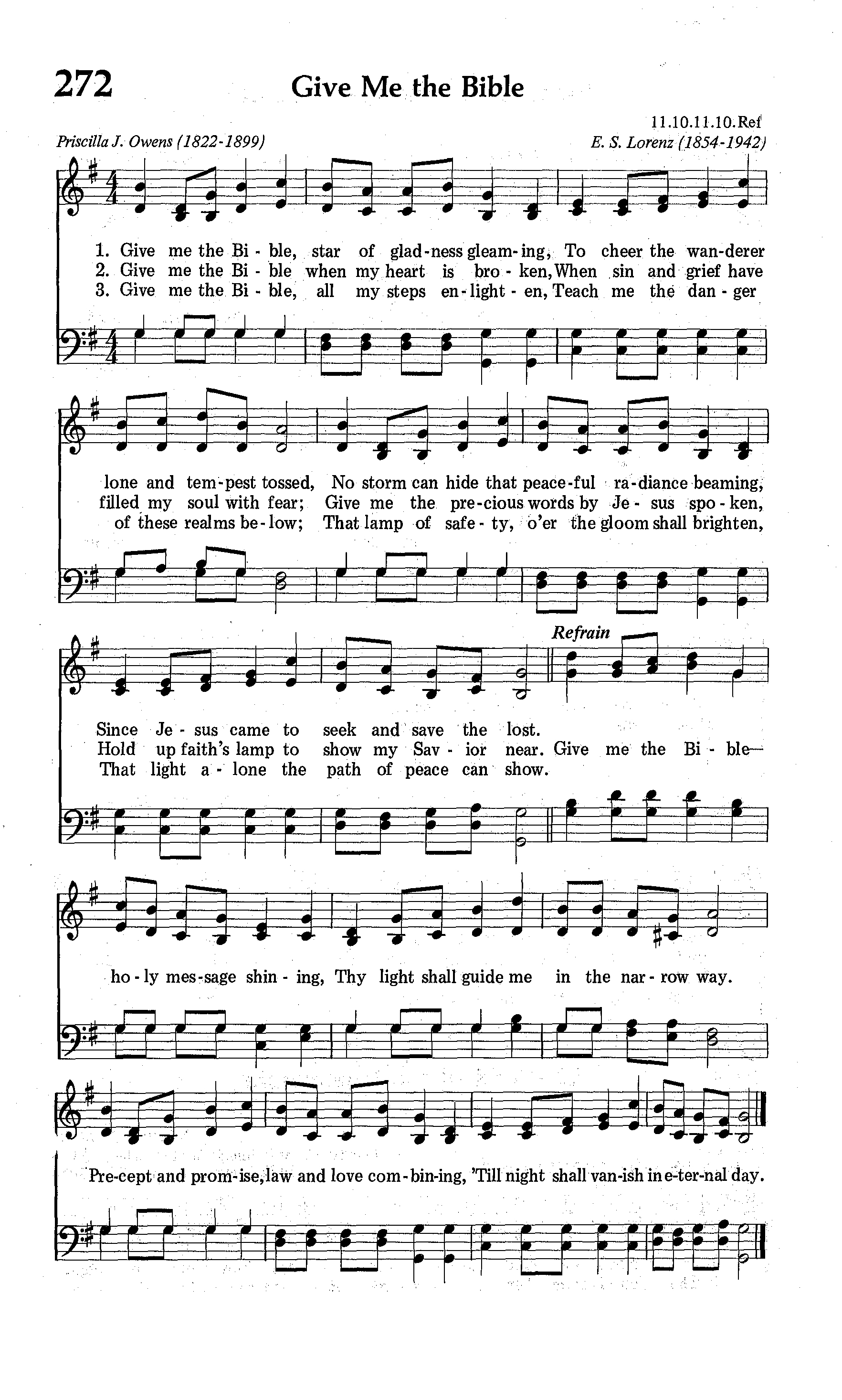 Hymn Sheet for Give Me the Bible