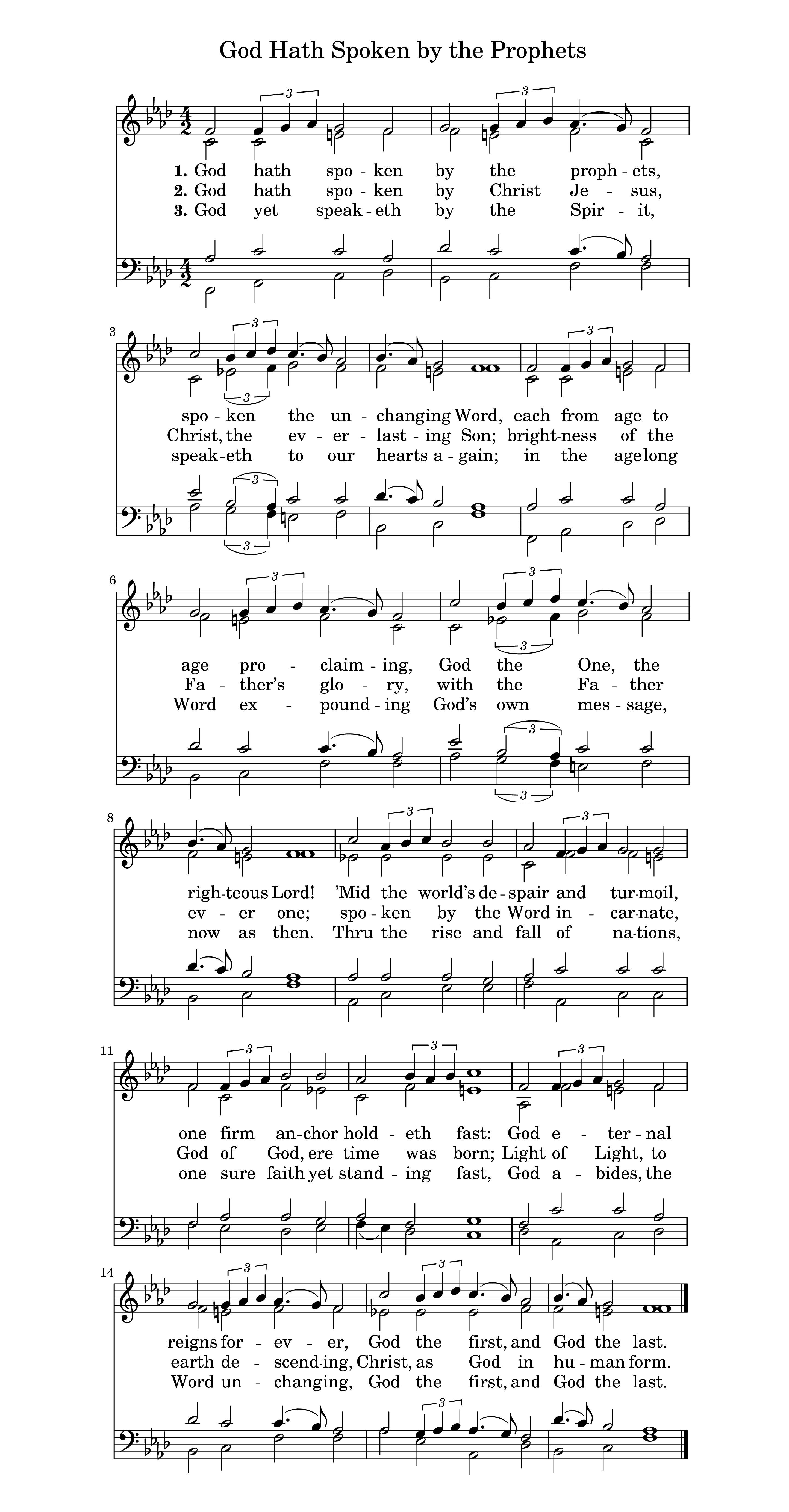 Hymn Sheet for God Has Spoken by His Prophets