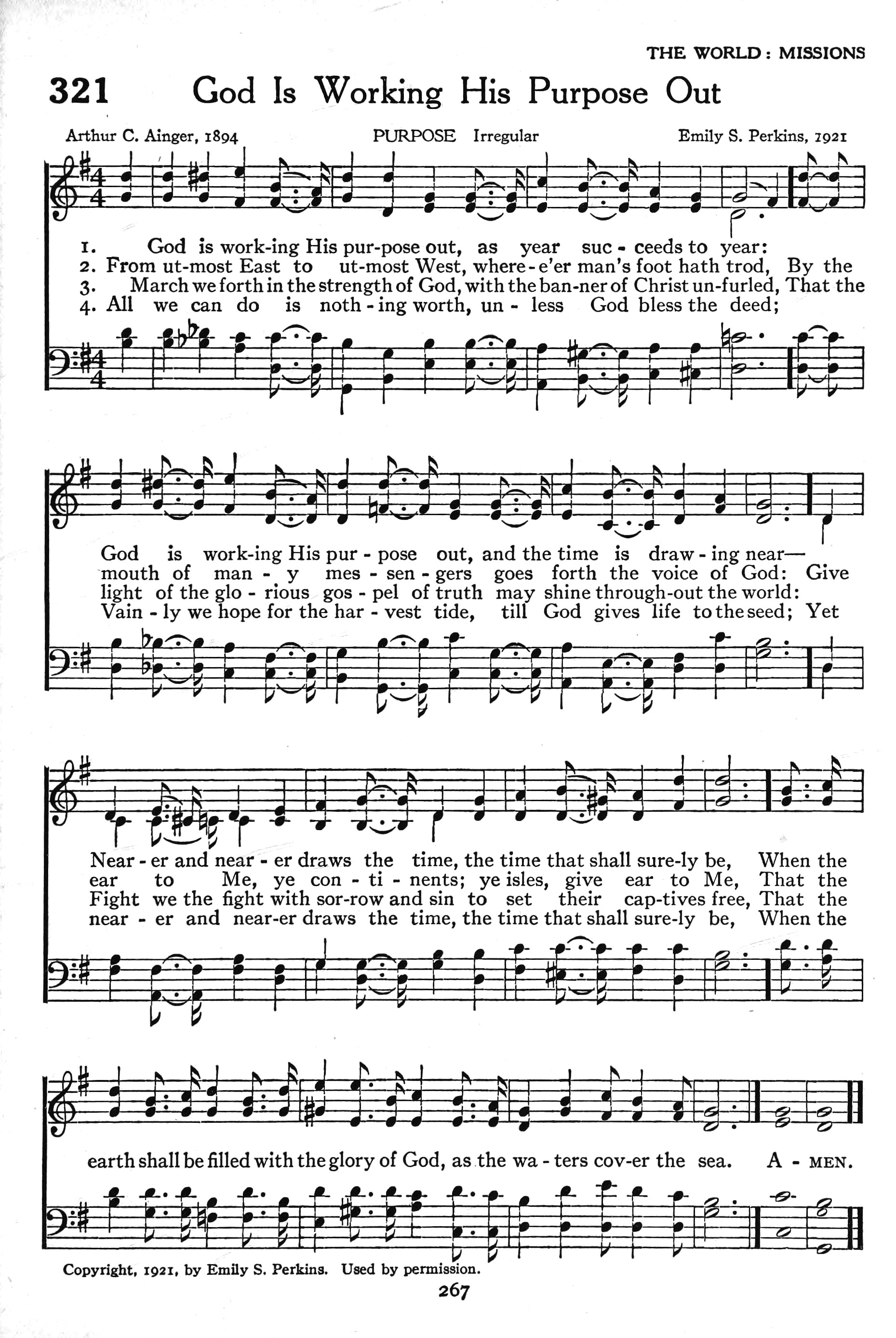 Hymn Sheet for God Is Working His Purpose Out
